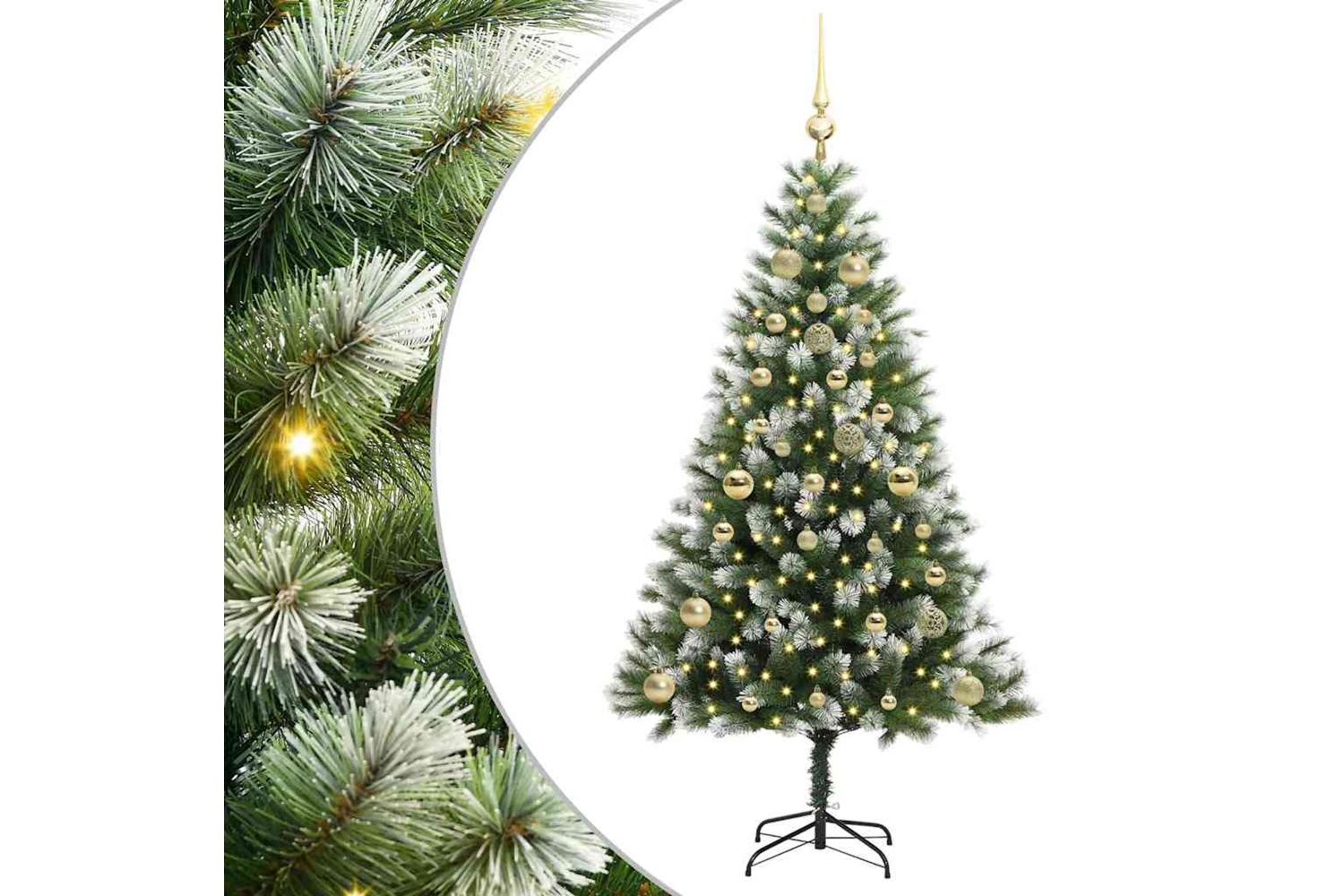 Vidaxl Artificial Hinged Christmas Tree With Flocked Snow 150 Cm