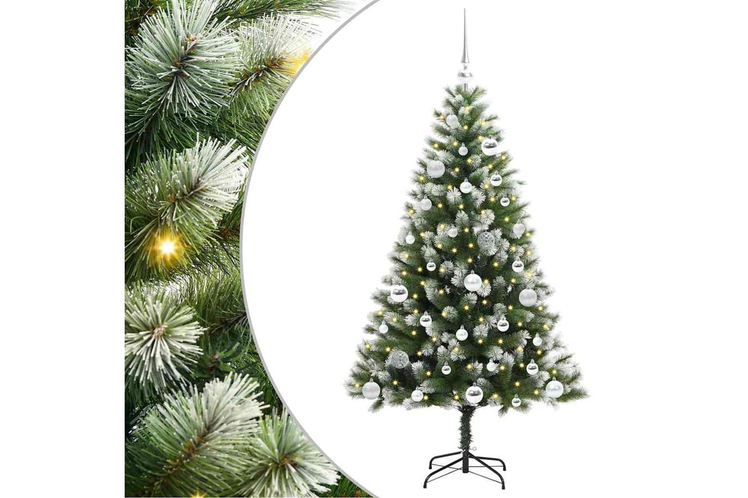 Vidaxl Artificial Hinged Christmas Tree With Flocked Snow 150 Cm