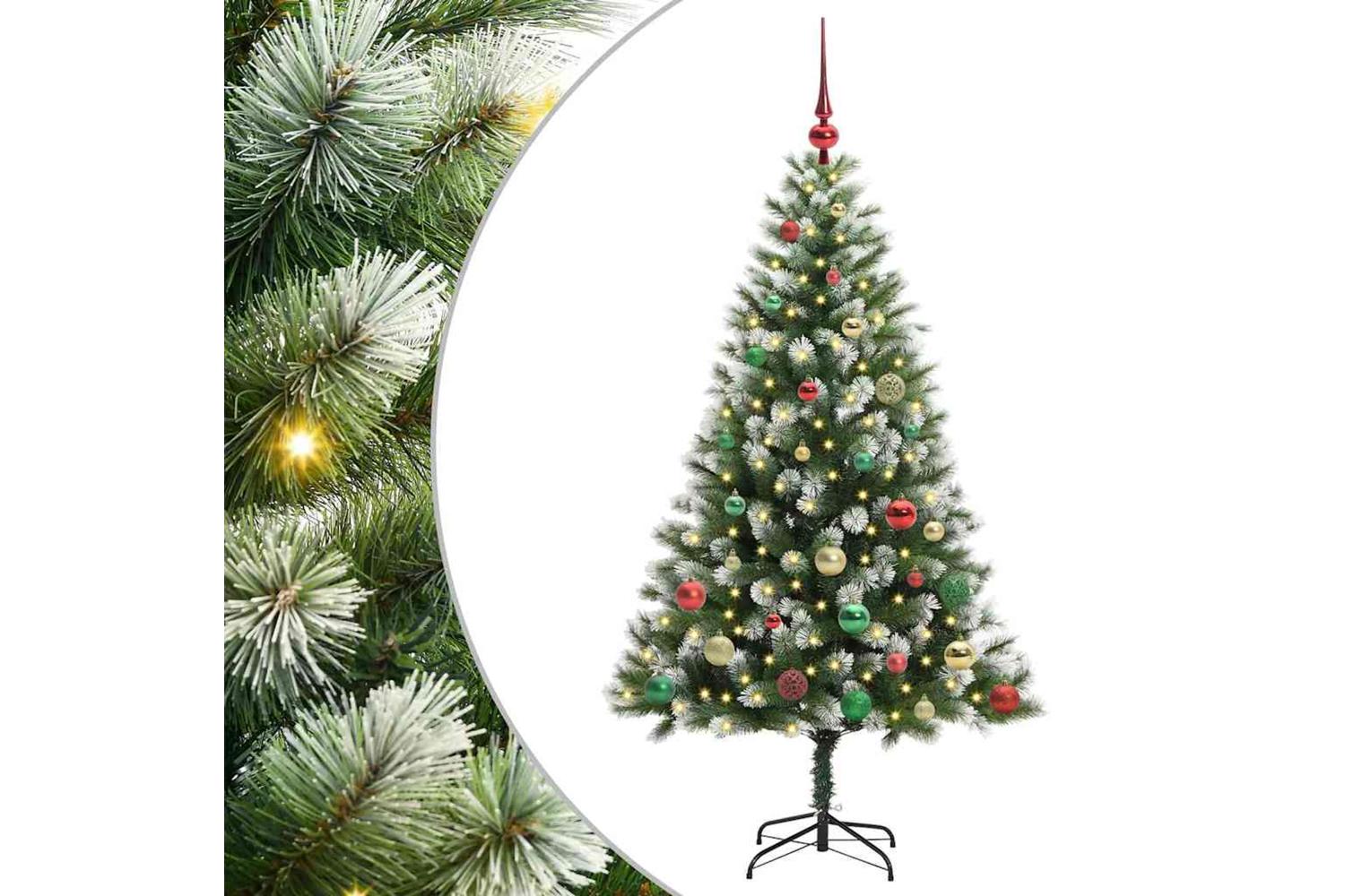 Vidaxl Artificial Hinged Christmas Tree With Flocked Snow 150 Cm