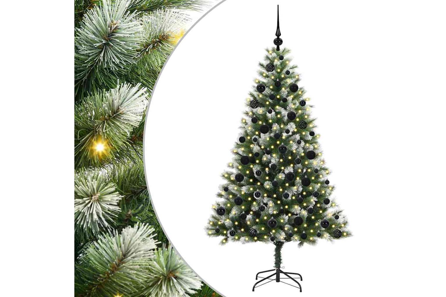 Vidaxl Artificial Hinged Christmas Tree With Flocked Snow 180 Cm
