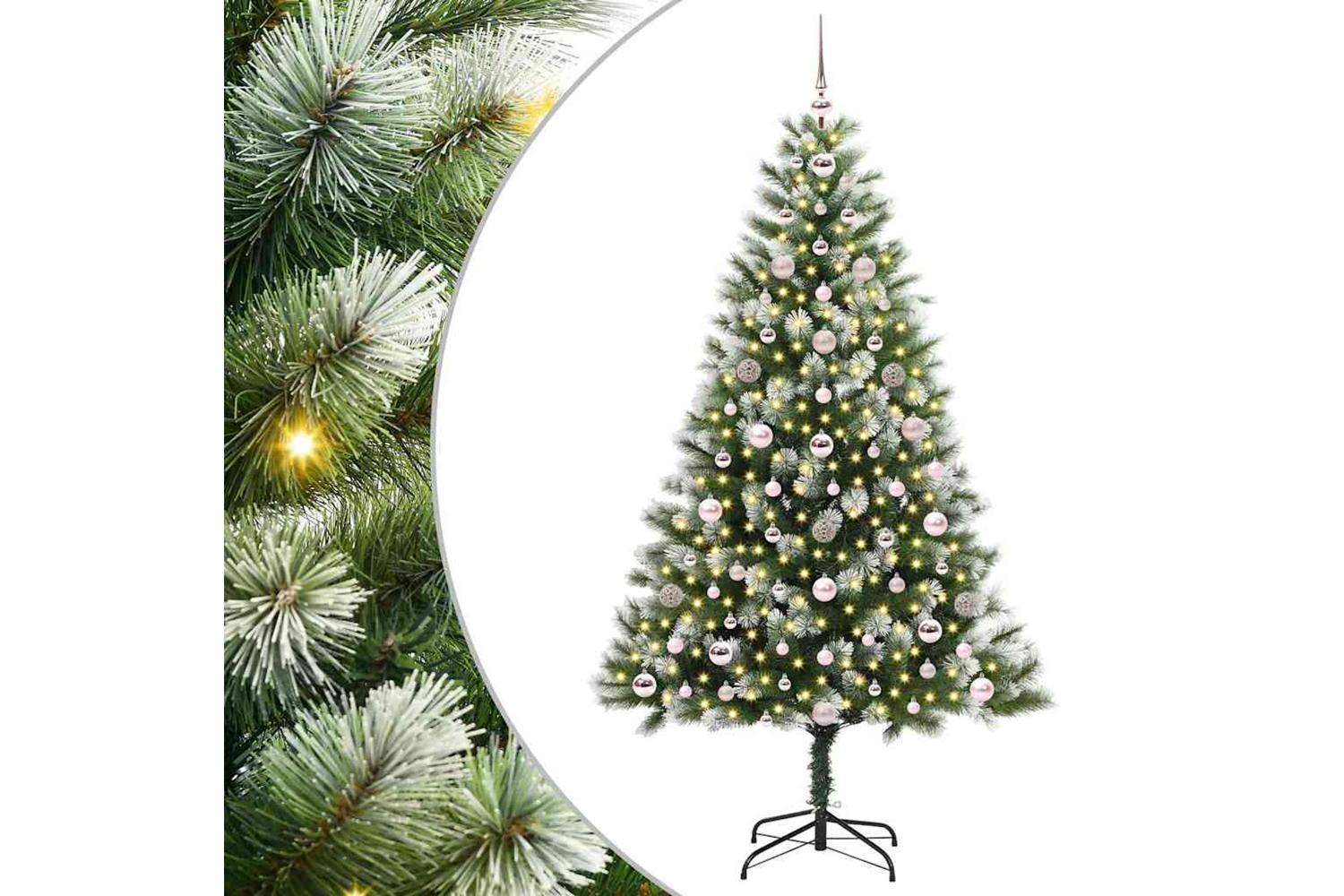 Vidaxl Artificial Hinged Christmas Tree With Flocked Snow 180 Cm