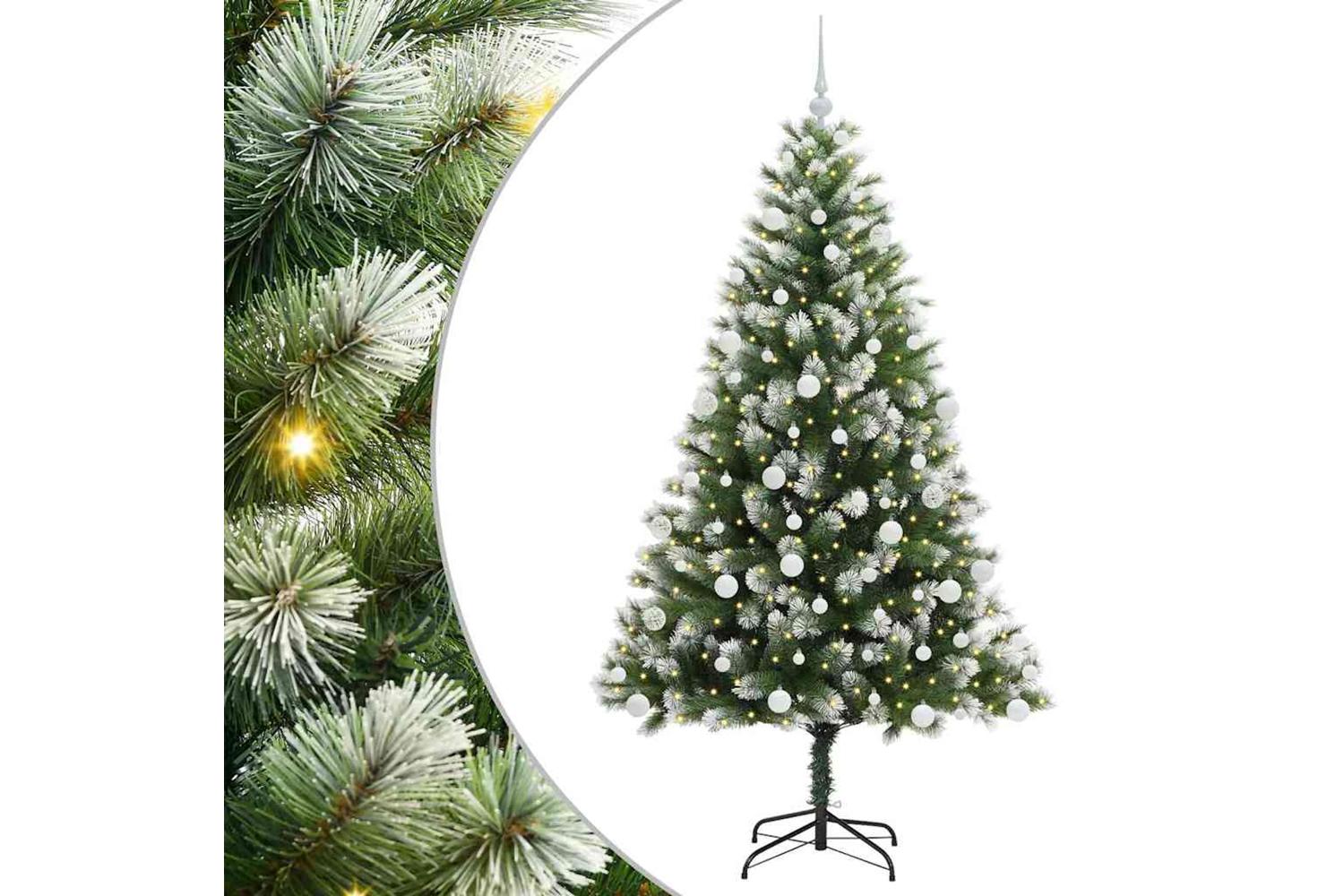 Vidaxl Artificial Hinged Christmas Tree With Flocked Snow 180 Cm