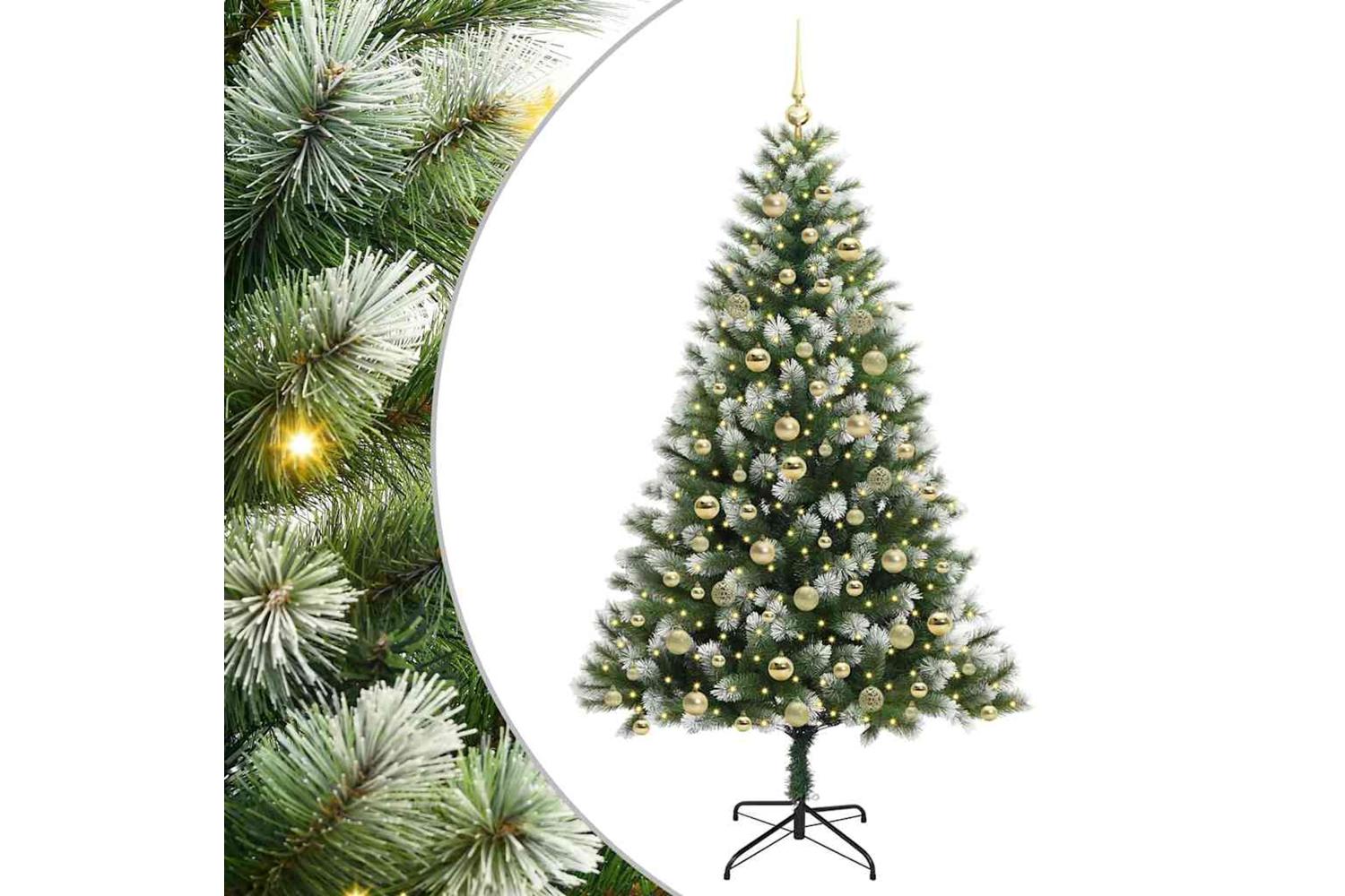 Vidaxl Artificial Hinged Christmas Tree With Flocked Snow 180 Cm