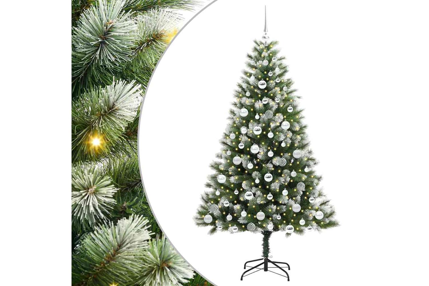 Vidaxl Artificial Hinged Christmas Tree With Flocked Snow 180 Cm