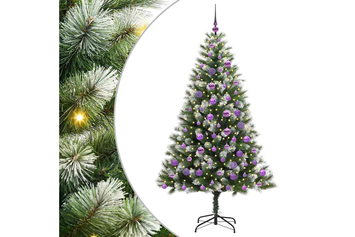 Vidaxl Artificial Hinged Christmas Tree With Flocked Snow 180 Cm