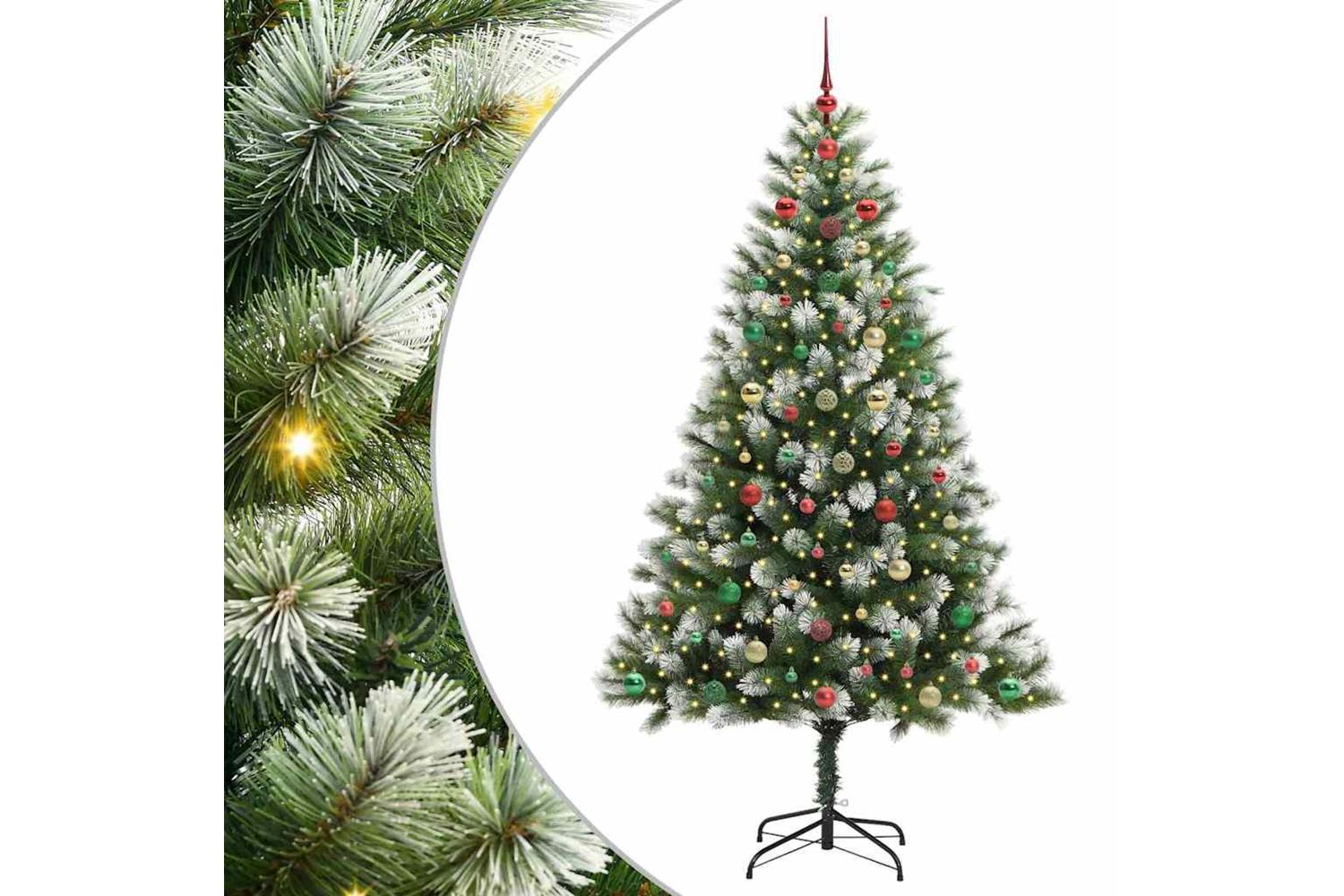 Vidaxl Artificial Hinged Christmas Tree With Flocked Snow 180 Cm