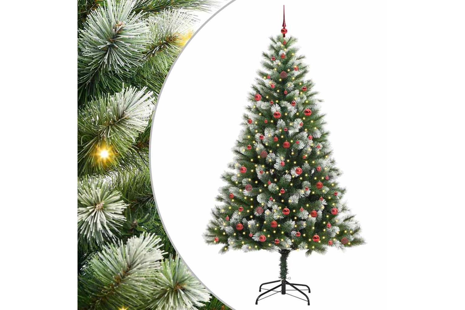 Vidaxl Artificial Hinged Christmas Tree With Flocked Snow 240 Cm