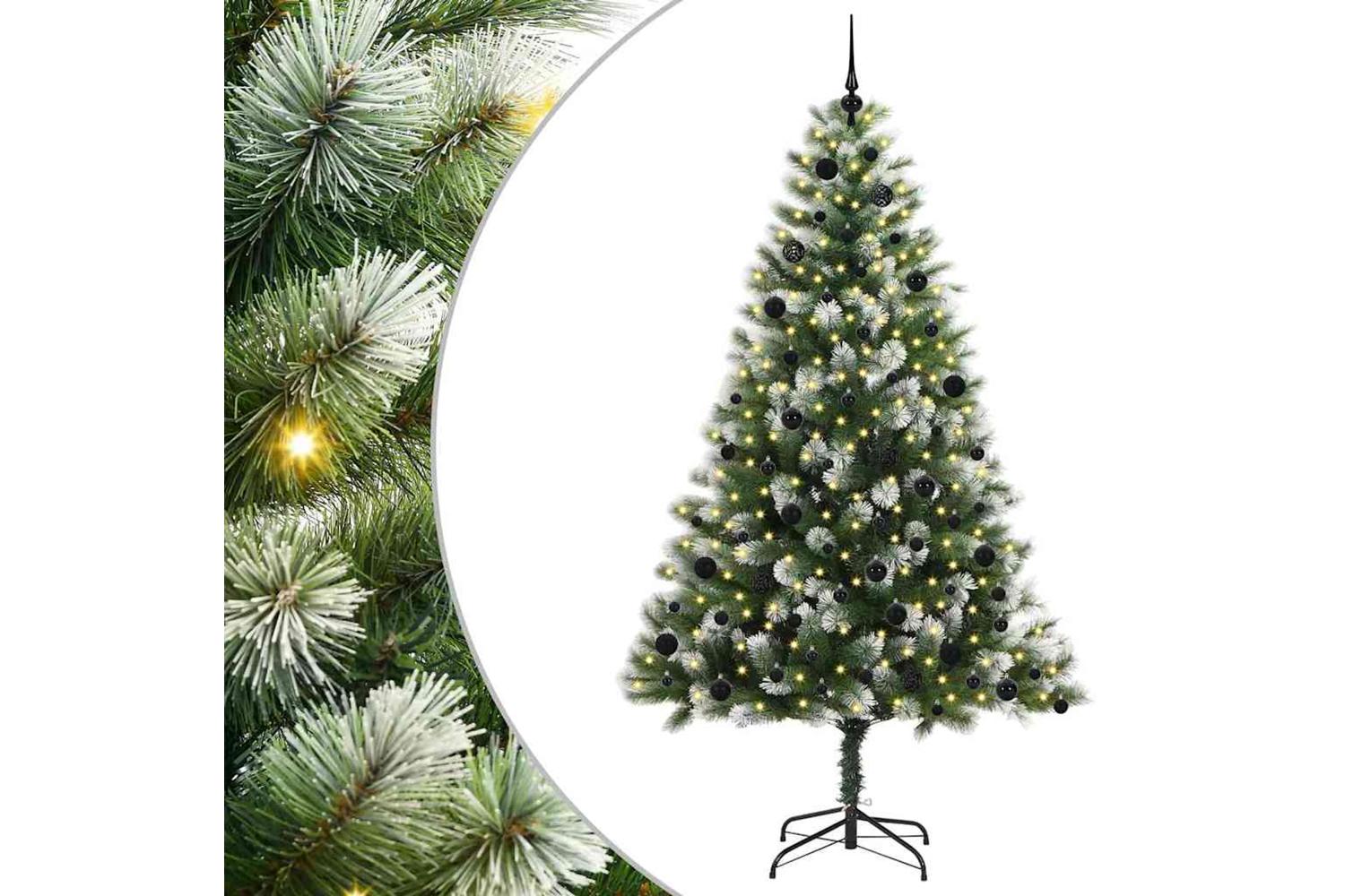 Vidaxl Artificial Hinged Christmas Tree With Flocked Snow 240 Cm