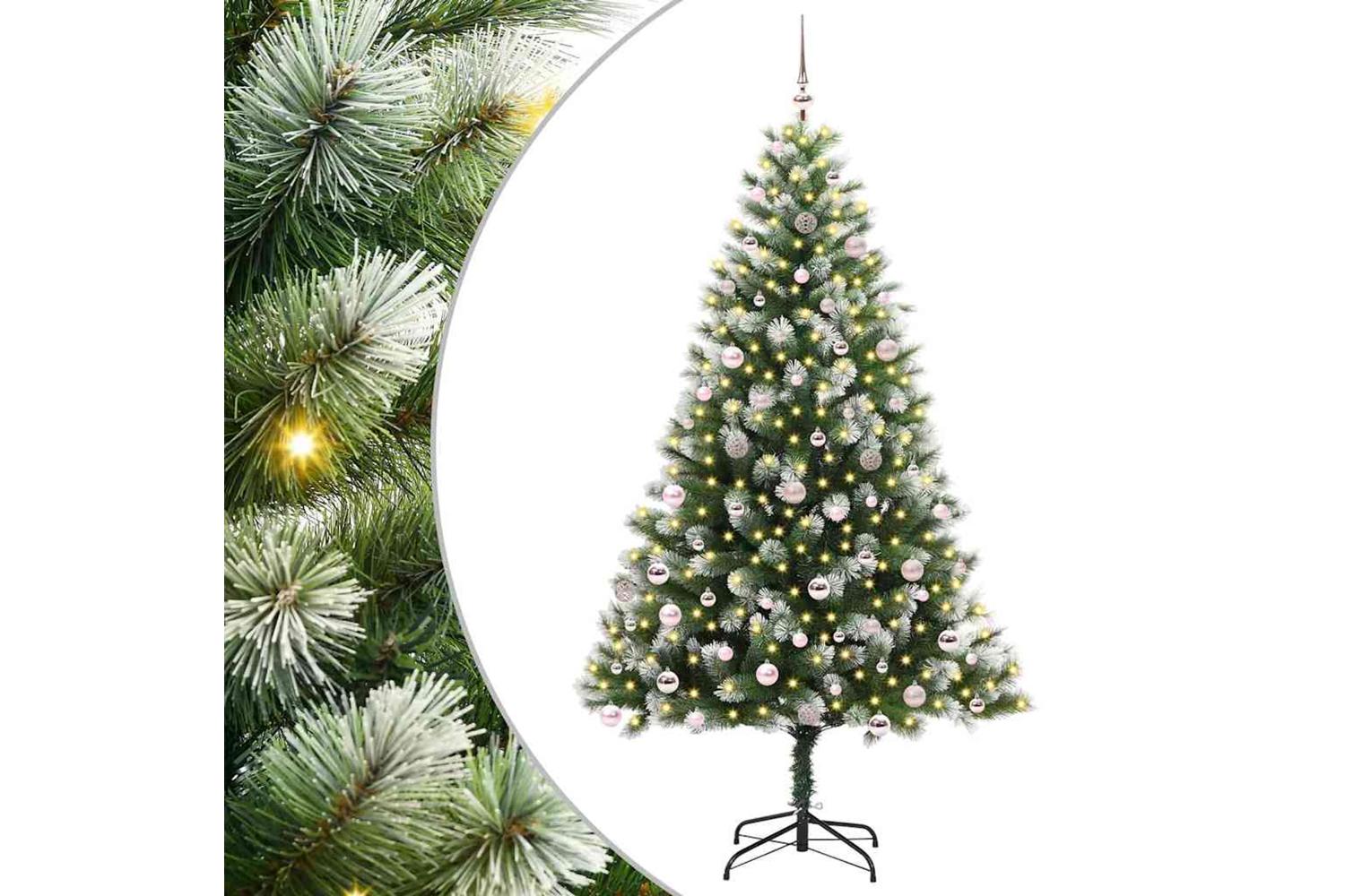 Vidaxl Artificial Hinged Christmas Tree With Flocked Snow 240 Cm