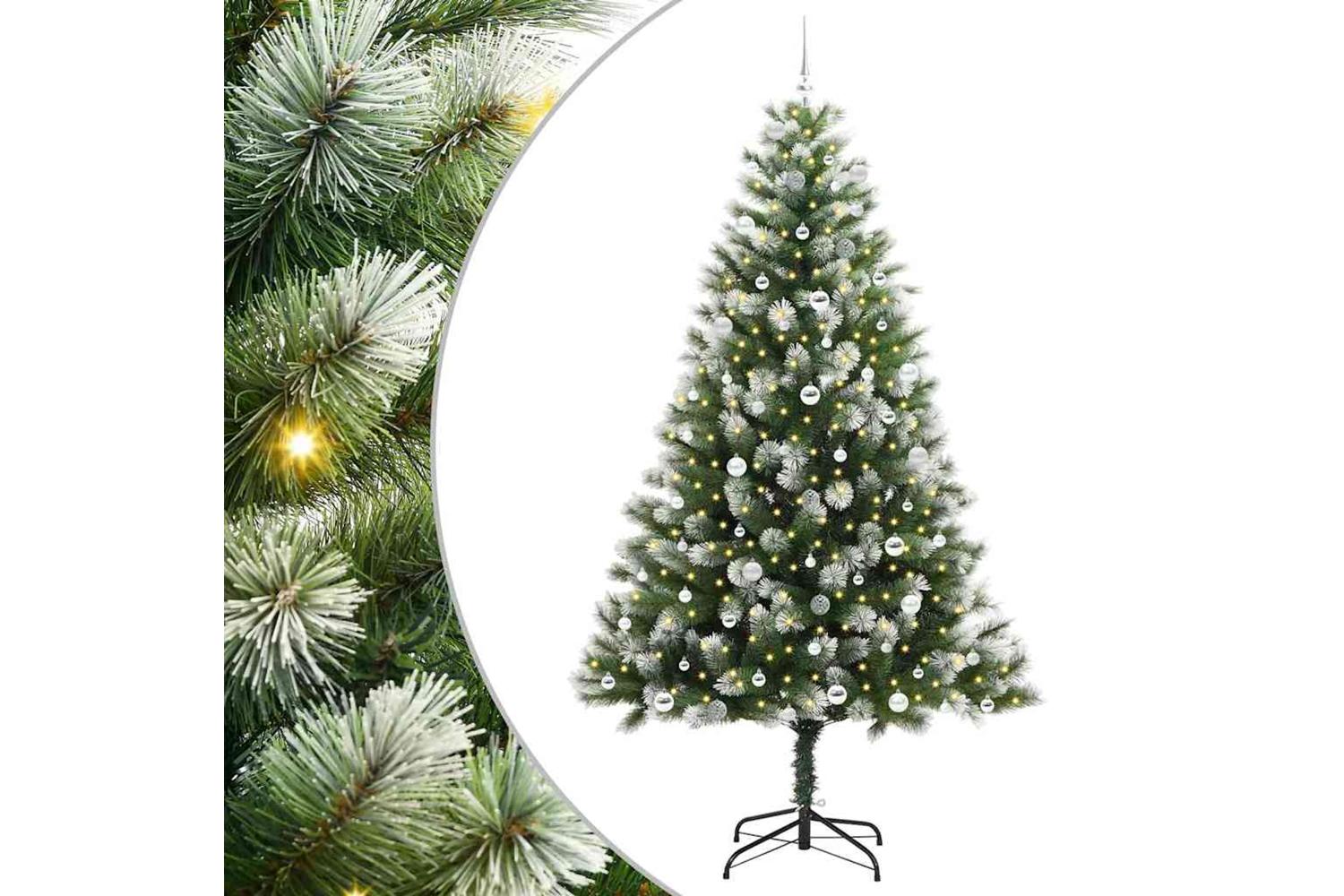 Vidaxl Artificial Hinged Christmas Tree With Flocked Snow 240 Cm