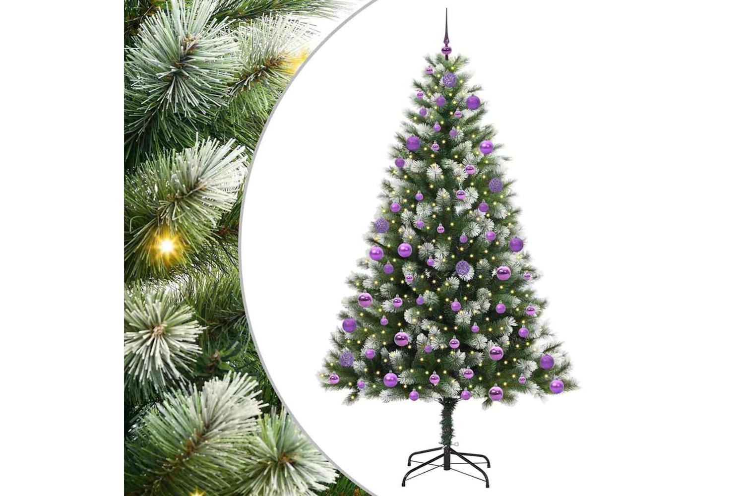 Vidaxl Artificial Hinged Christmas Tree With Flocked Snow 240 Cm