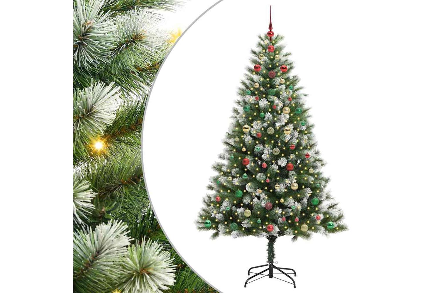 Vidaxl Artificial Hinged Christmas Tree With Flocked Snow 240 Cm