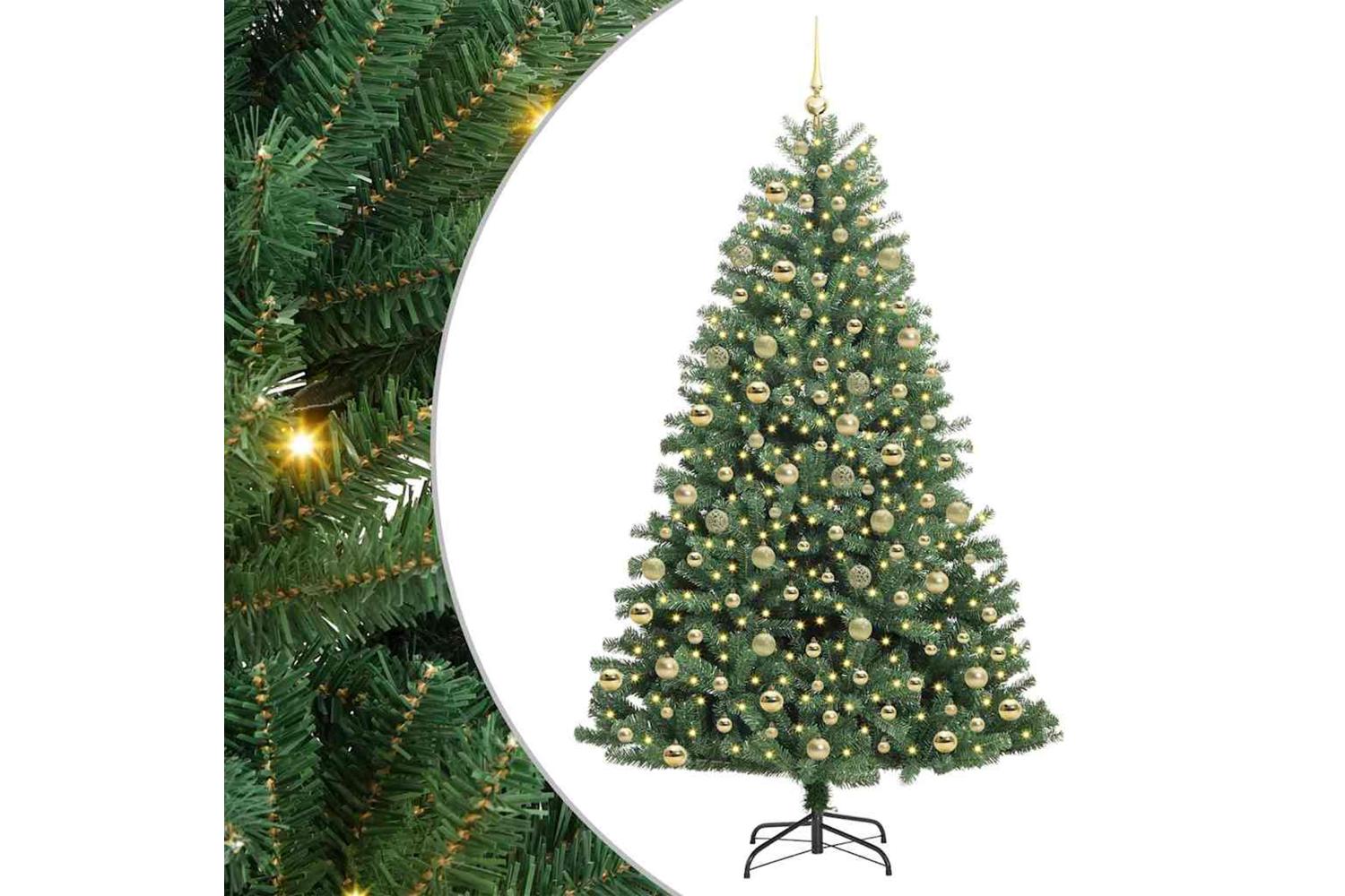 Vidaxl Artificial Hinged Christmas Tree Green 210 Cm Pvc And Metal