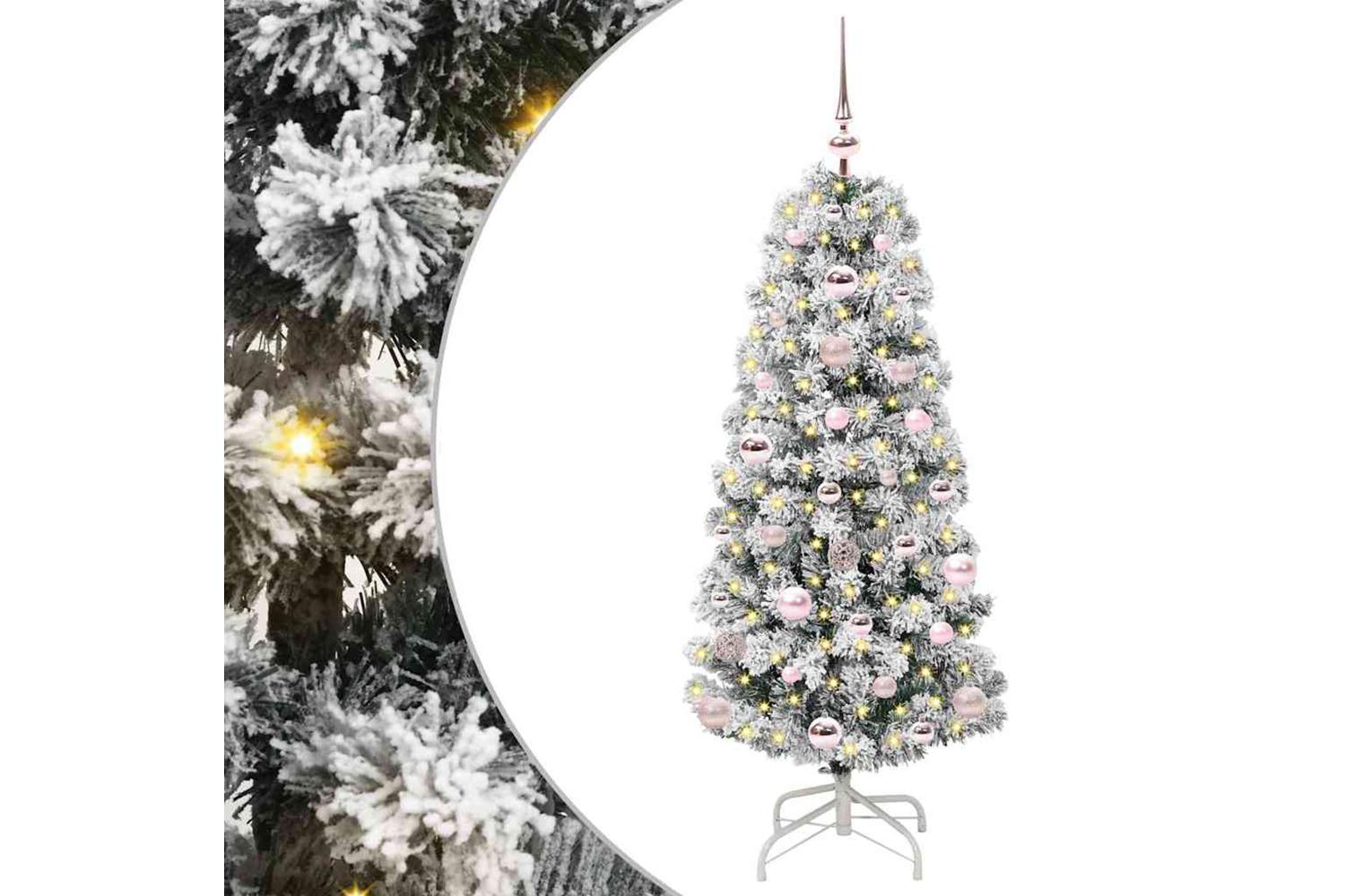 Vidaxl Artificial Hinged Christmas Tree Green And White 120 Cm