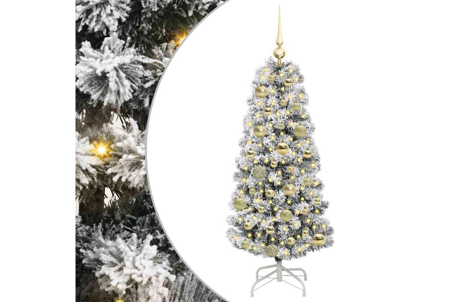 Vidaxl Artificial Hinged Christmas Tree Green And White 120 Cm
