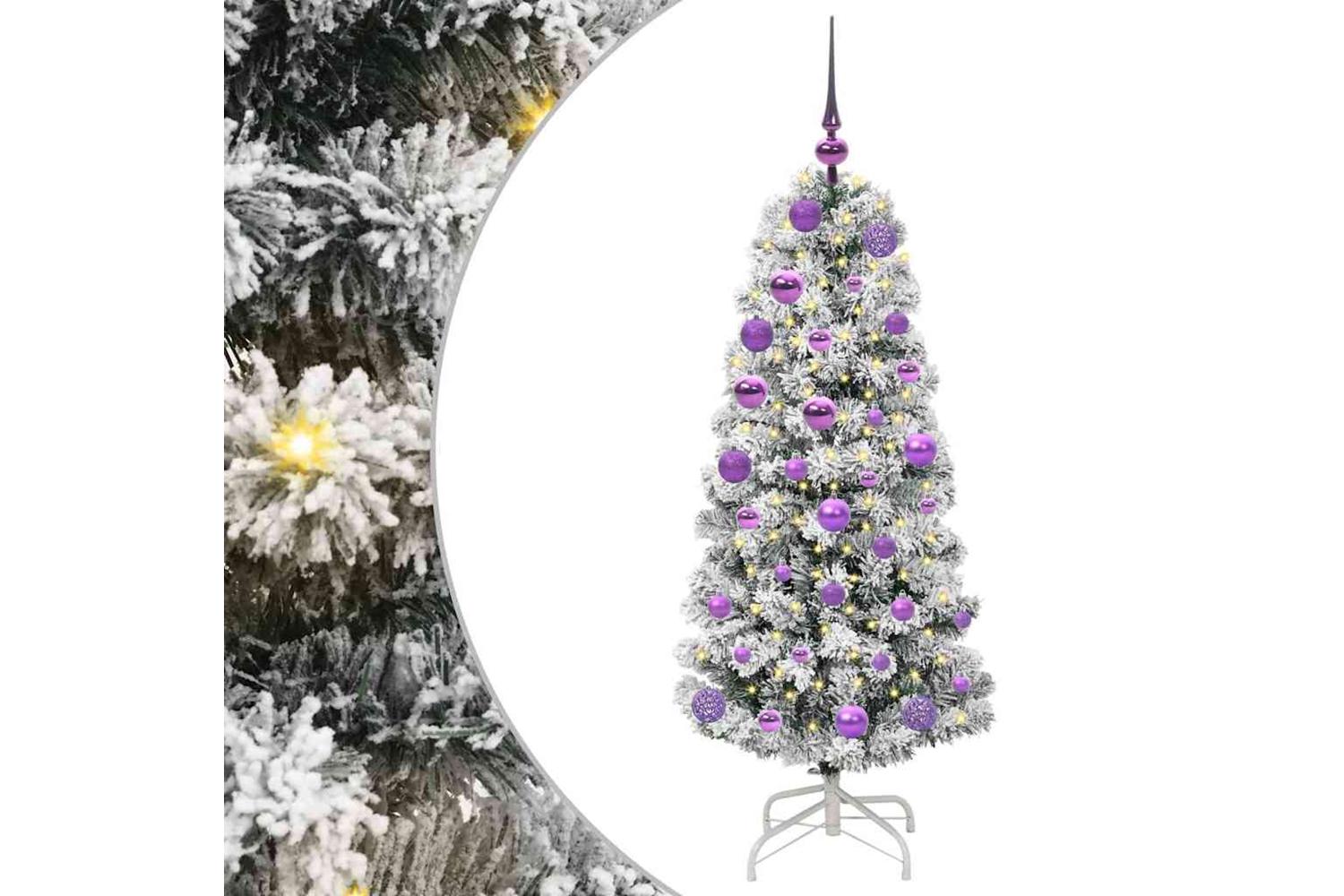 Vidaxl Artificial Hinged Christmas Tree Green And White 120 Cm