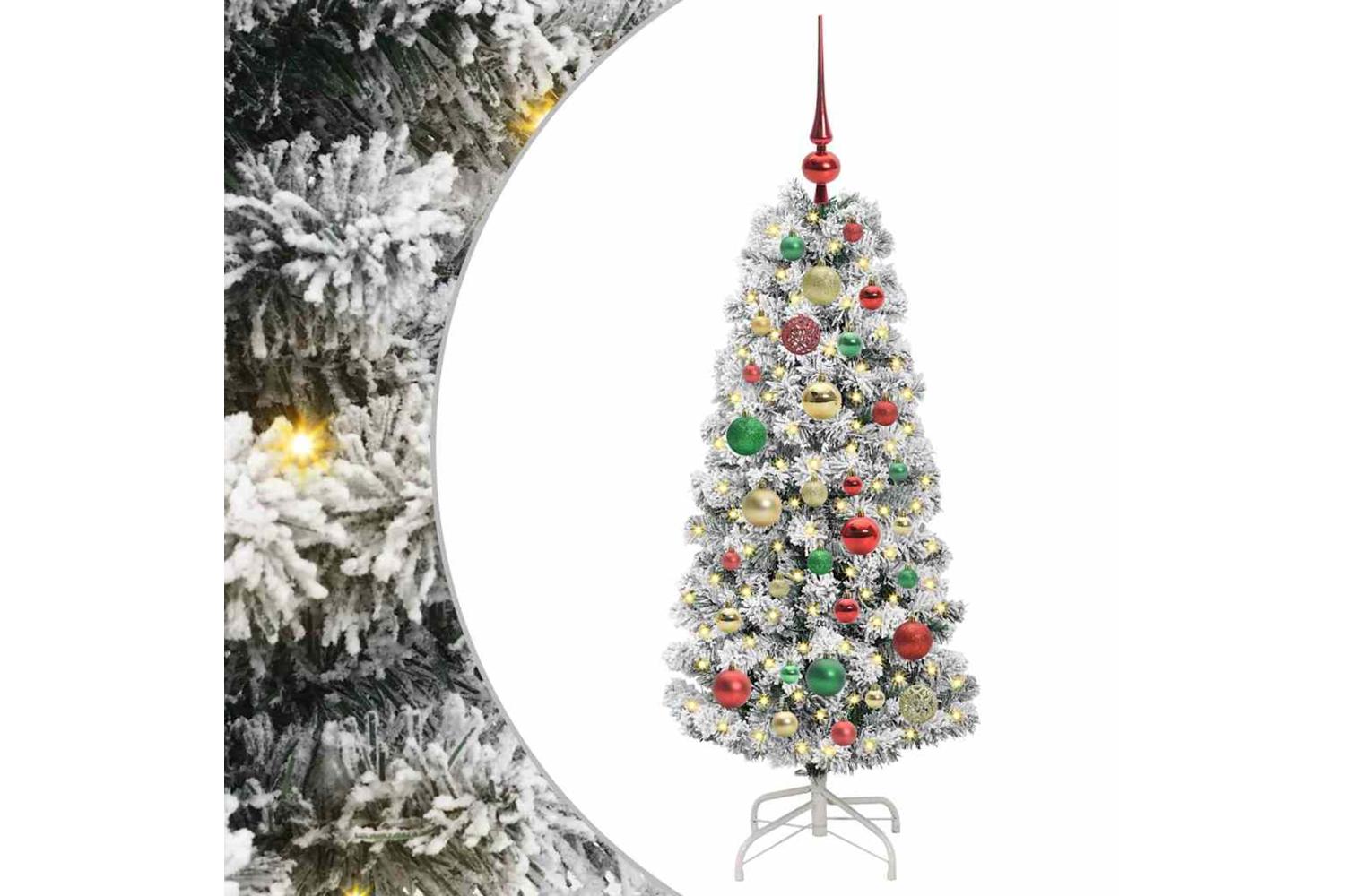 Vidaxl Artificial Hinged Christmas Tree Green And White 120 Cm