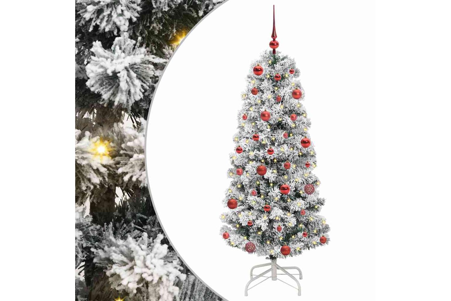 Vidaxl Artificial Hinged Christmas Tree Green And White 150 Cm