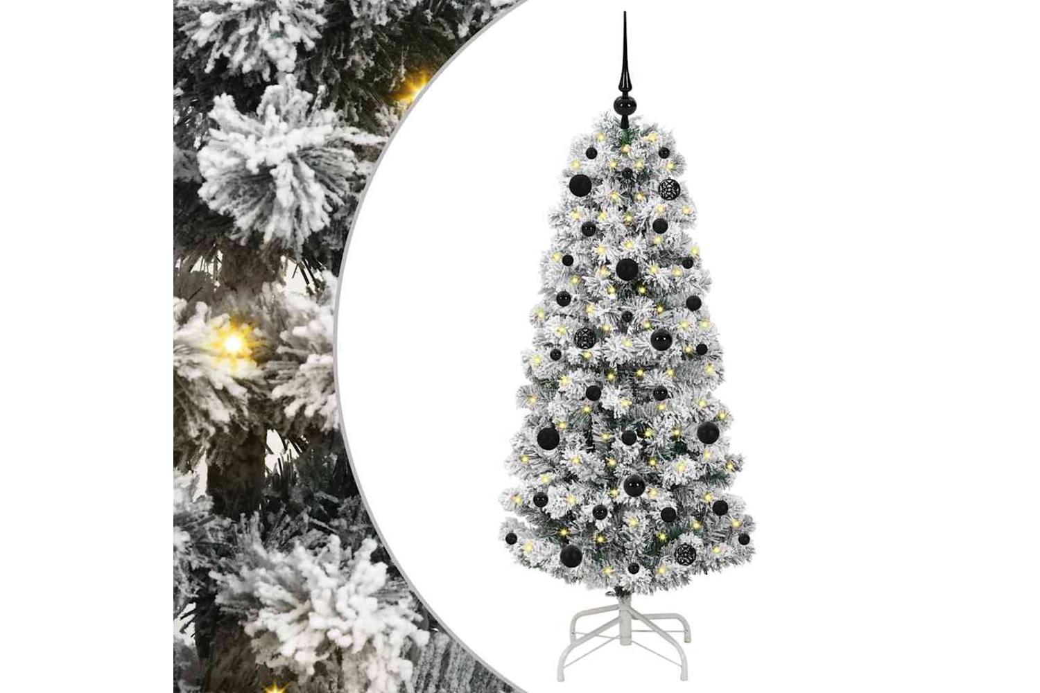 Vidaxl Artificial Hinged Christmas Tree Green And White 150 Cm