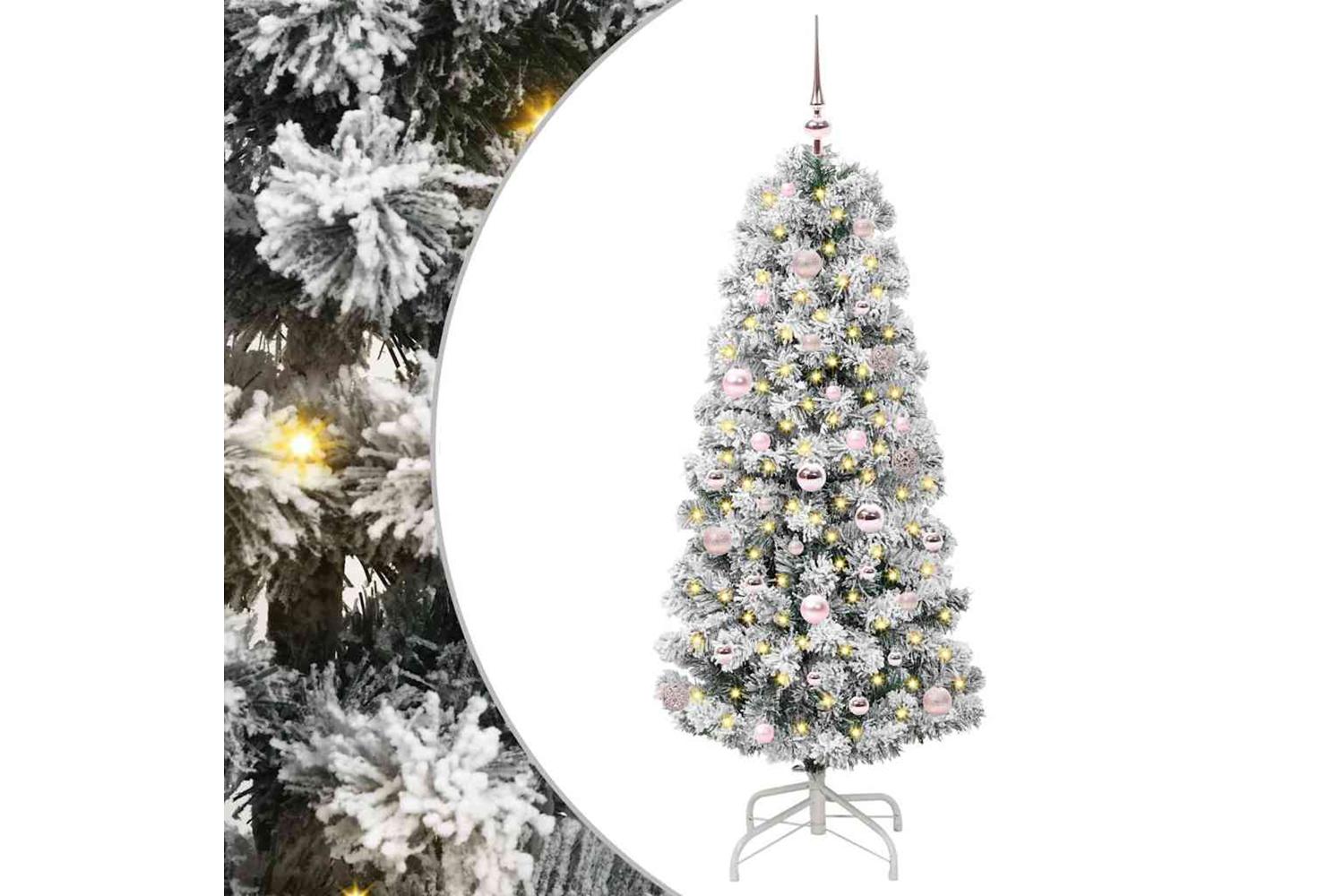 Vidaxl Artificial Hinged Christmas Tree Green And White 150 Cm
