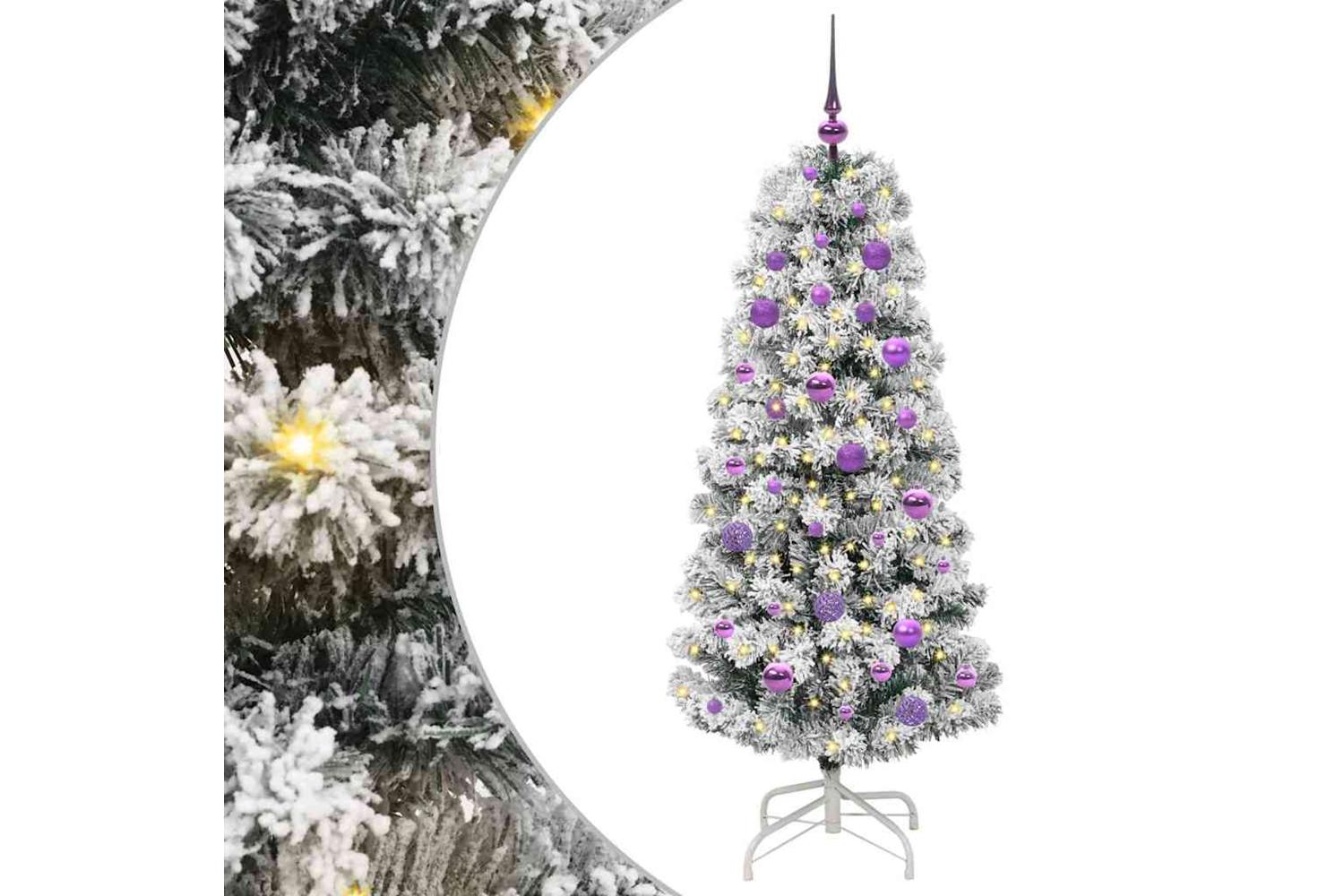 Vidaxl Artificial Hinged Christmas Tree Green And White 150 Cm