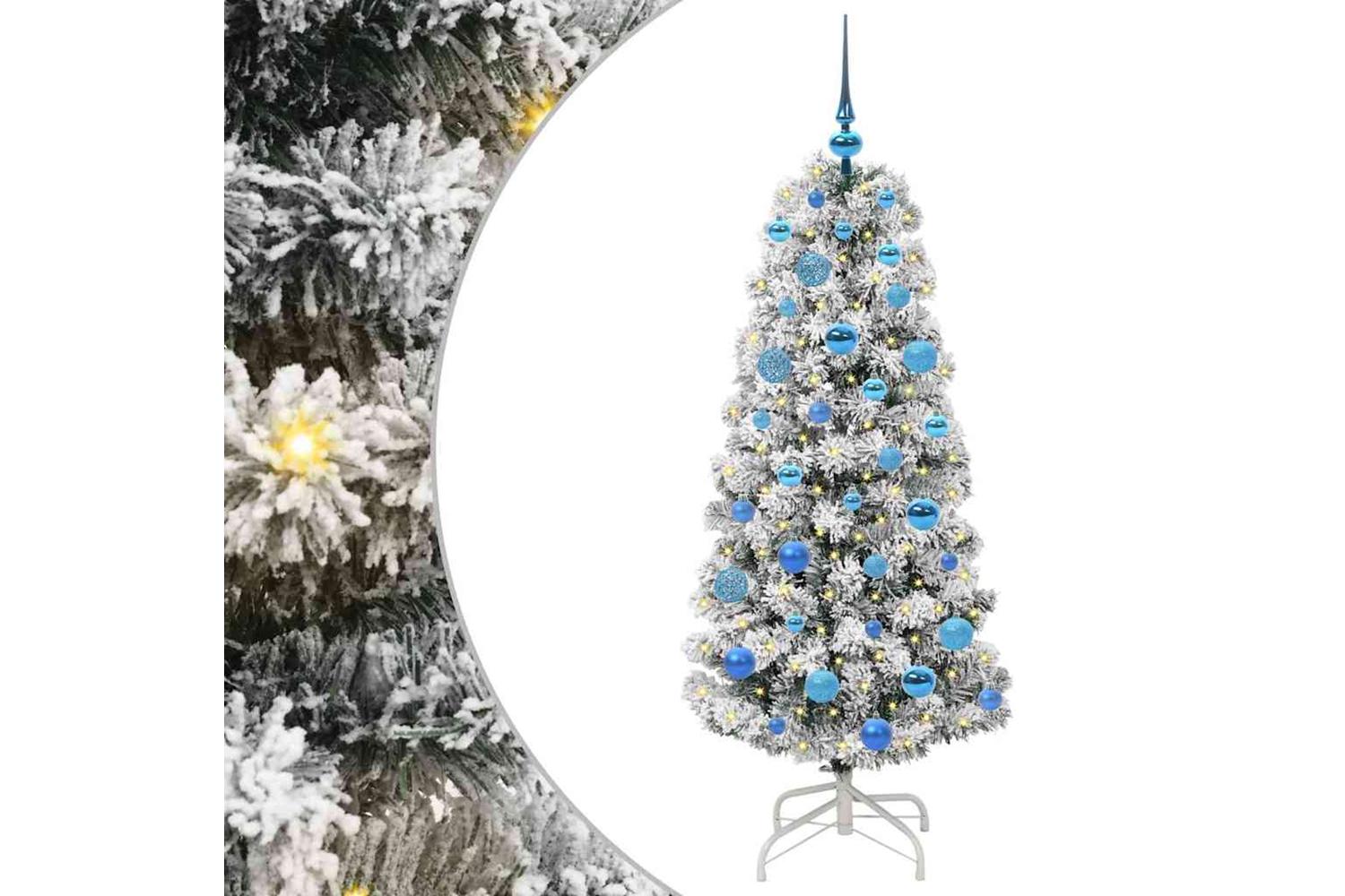 Vidaxl Artificial Hinged Christmas Tree Green And White 150 Cm