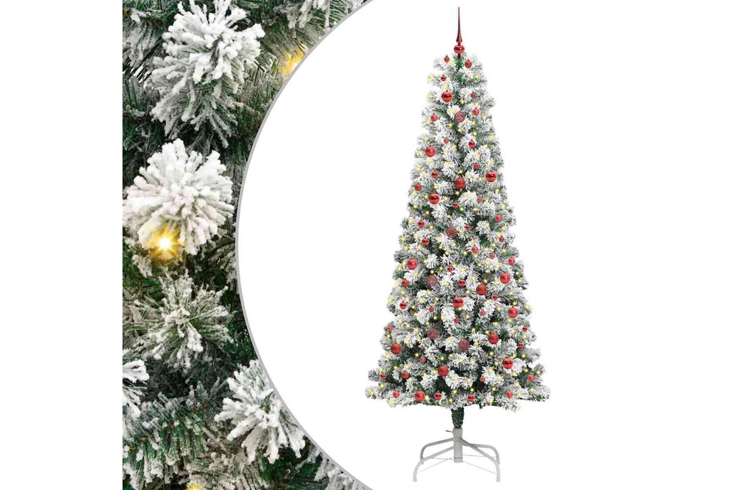 Vidaxl Artificial Hinged Christmas Tree Green And White 240 Cm