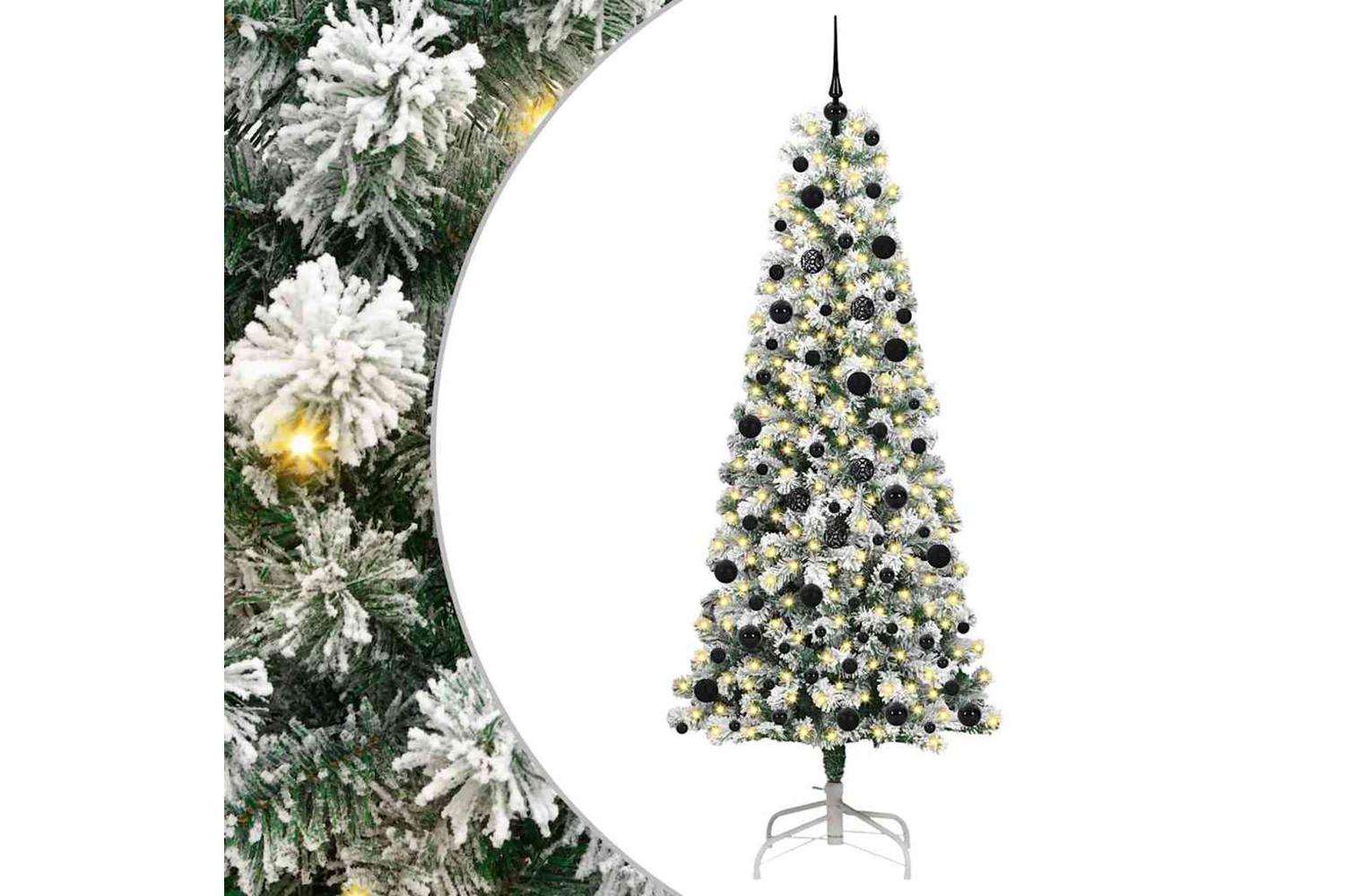 Vidaxl Artificial Hinged Christmas Tree Green And White 240 Cm