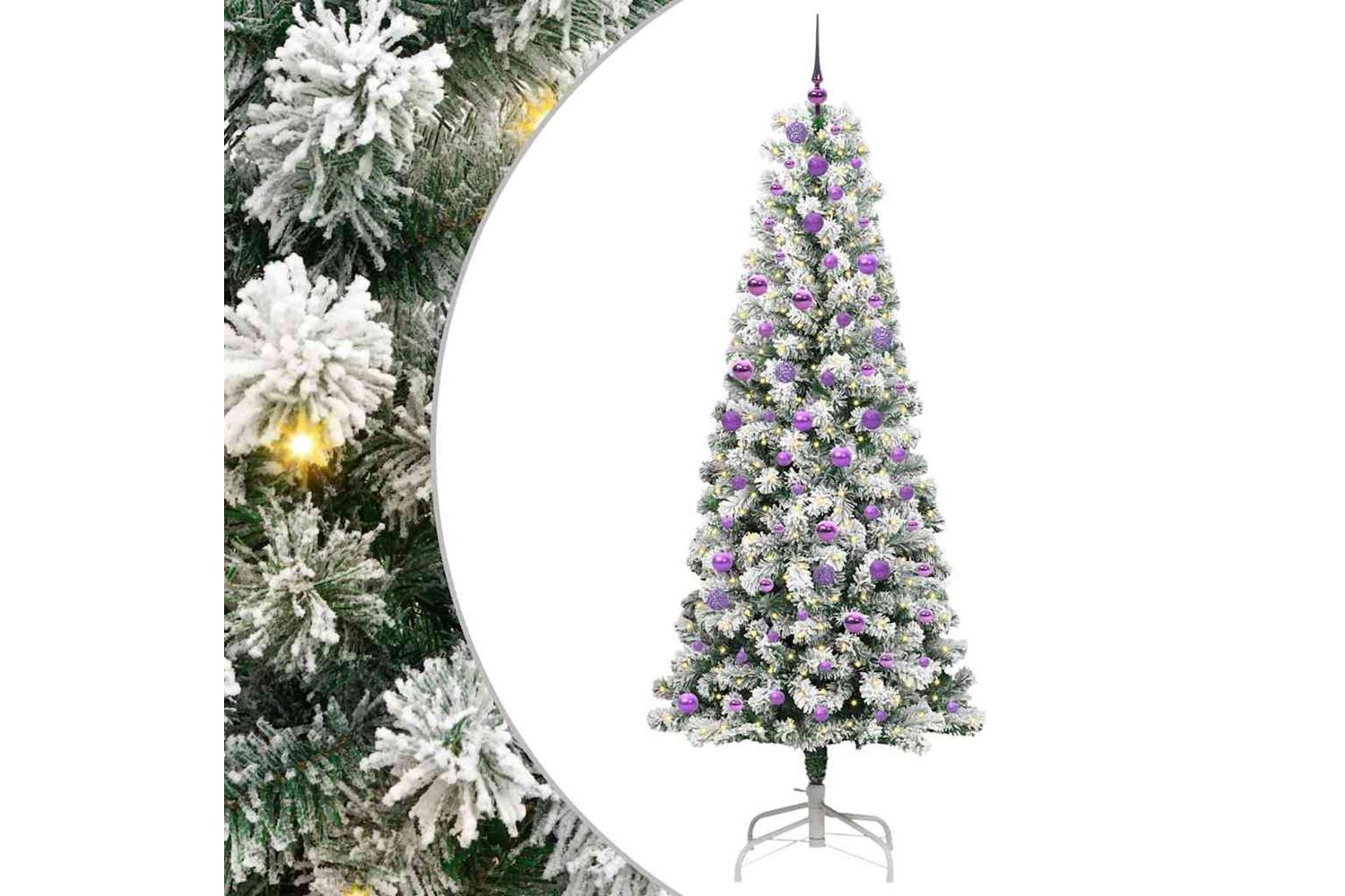 Vidaxl Artificial Hinged Christmas Tree Green And White 240 Cm