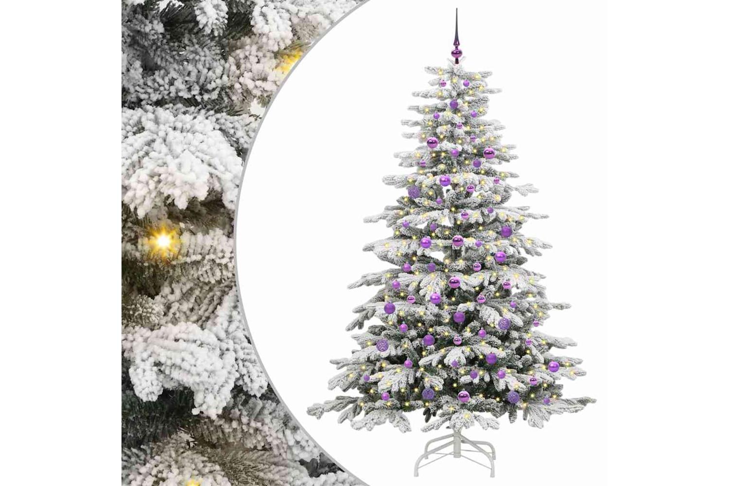Vidaxl Artificial Hinged Christmas Tree White 210 Cm Pe And Pvc
