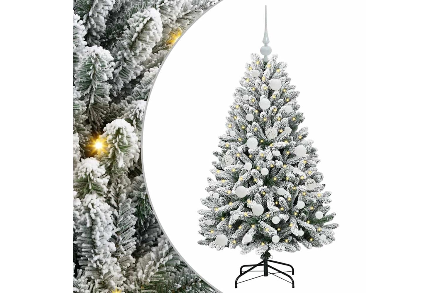 Vidaxl Artificial Christmas Tree Green And White 120 Cm Pvc And Metal