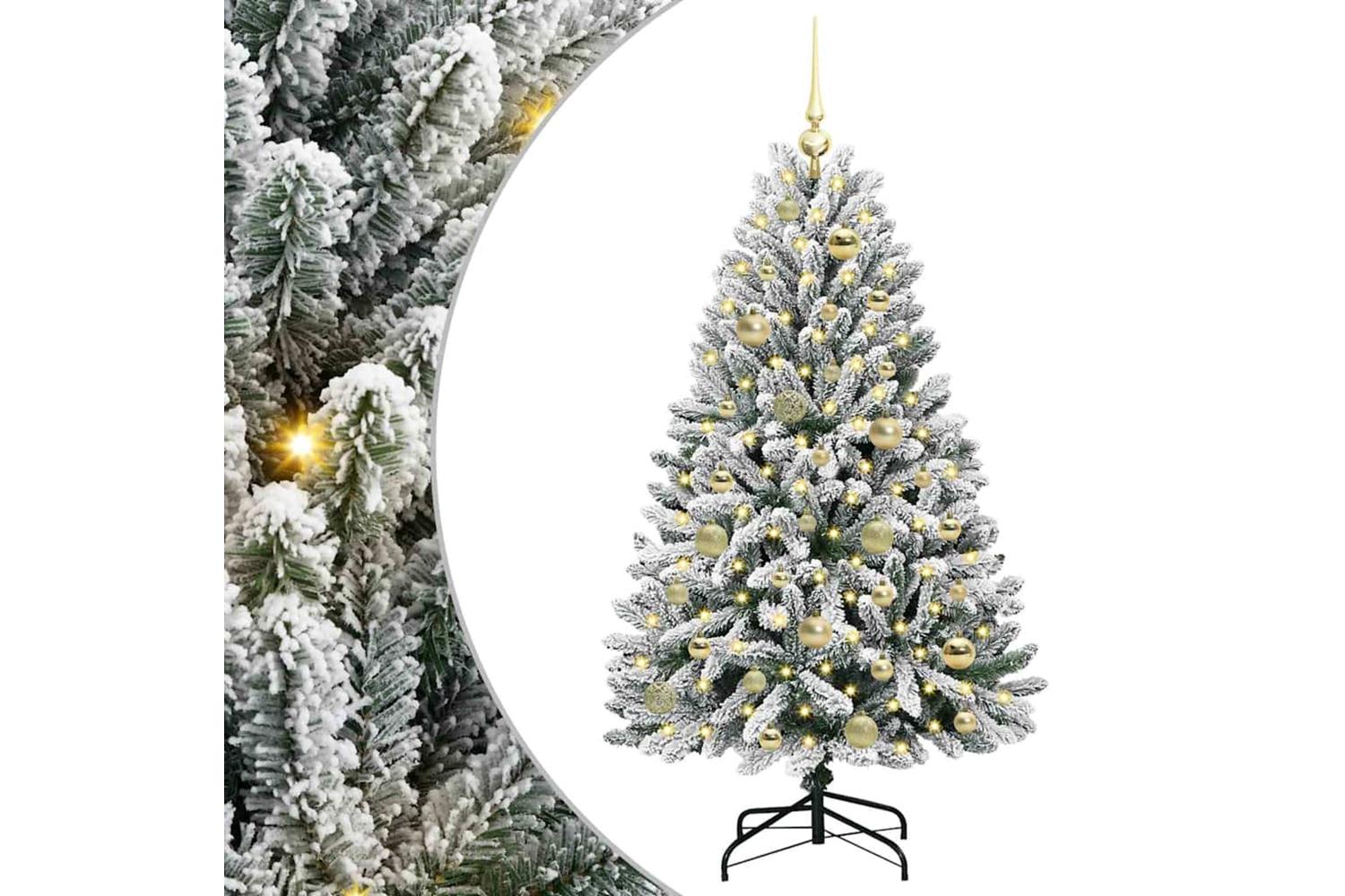Vidaxl Artificial Christmas Tree Green And White 120 Cm Pvc And Metal