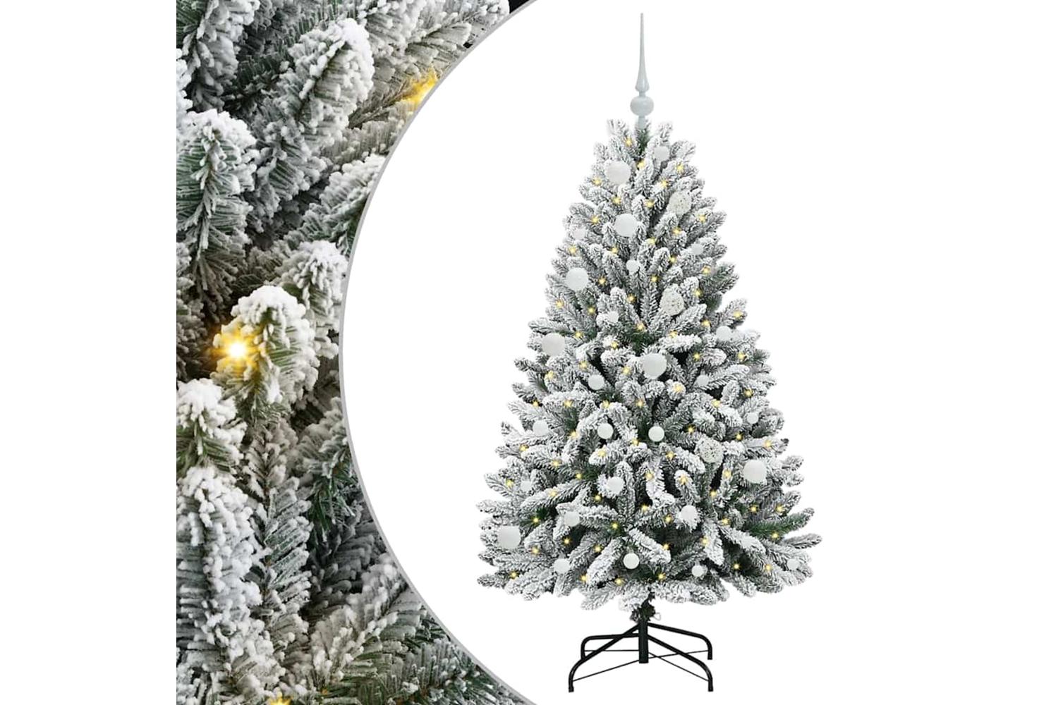 Vidaxl Artificial Christmas Tree Green And White 150 Cm Pvc And Metal