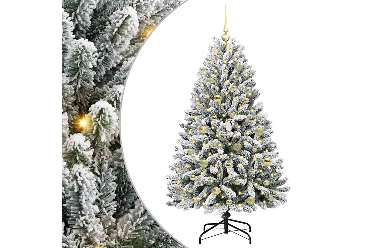 Vidaxl Artificial Christmas Tree Green And White 150 Cm Pvc And Metal