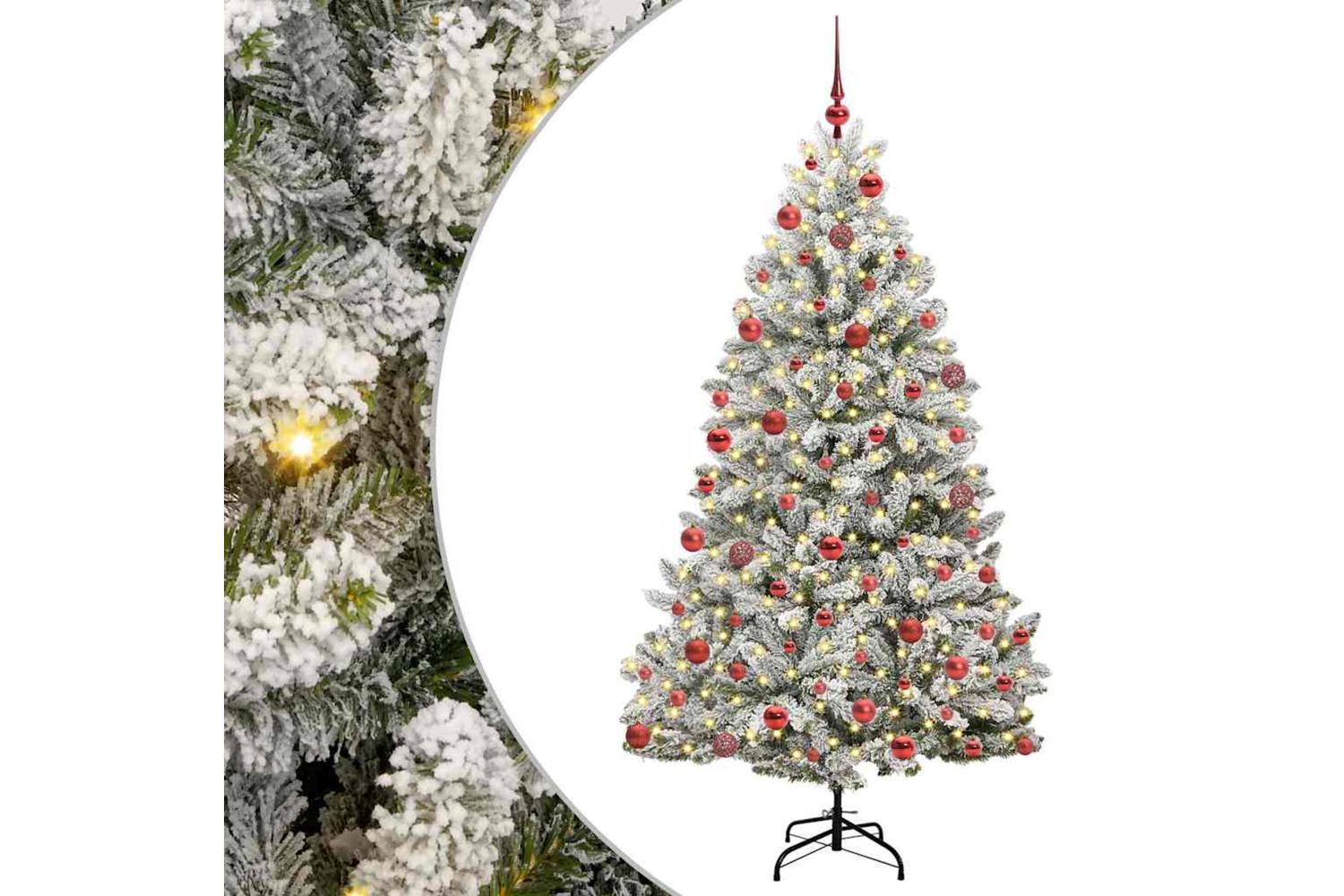 Vidaxl Artificial Christmas Tree Green And White 180 Cm Pvc And Metal