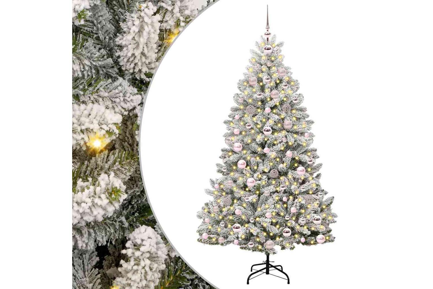 Vidaxl Artificial Christmas Tree Green And White 180 Cm Pvc And Metal