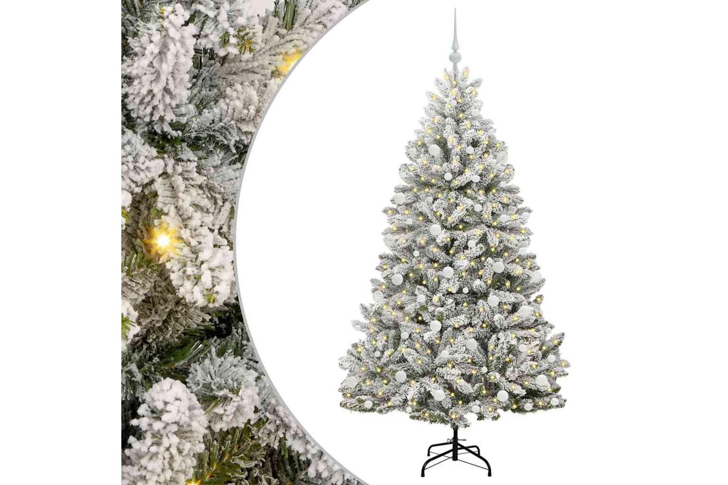 Vidaxl Artificial Christmas Tree Green And White 180 Cm Pvc And Metal