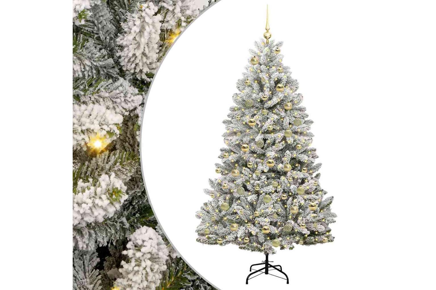 Vidaxl Artificial Christmas Tree Green And White 180 Cm Pvc And Metal