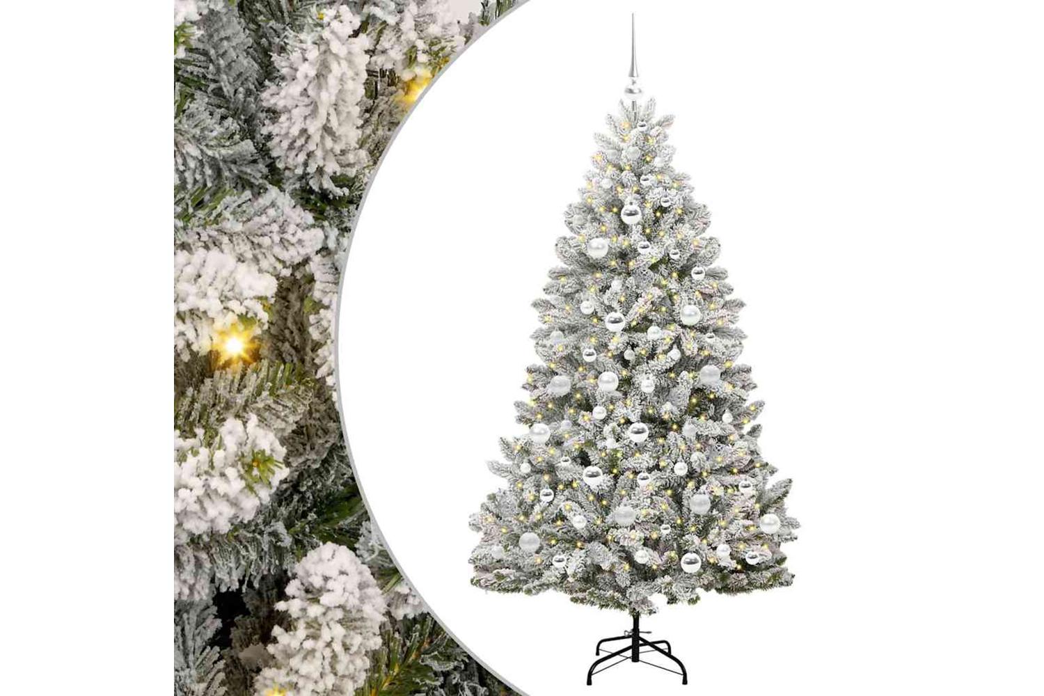 Vidaxl Artificial Christmas Tree Green And White 180 Cm Pvc And Metal