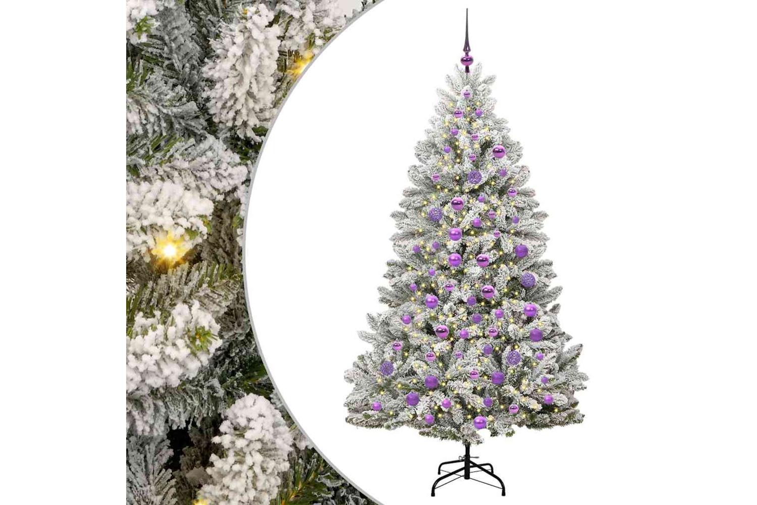 Vidaxl Artificial Christmas Tree Green And White 180 Cm Pvc And Metal