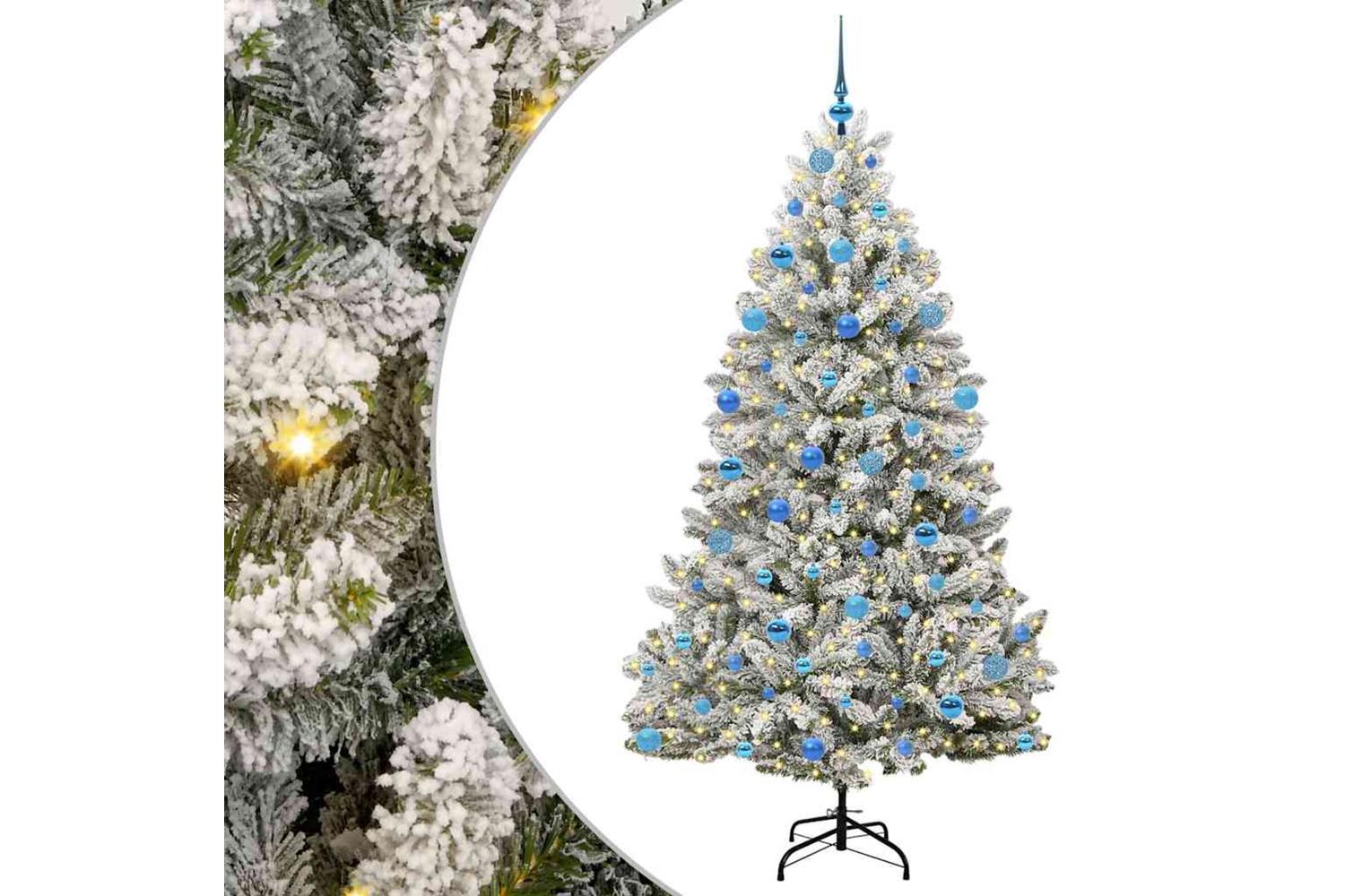 Vidaxl Artificial Christmas Tree Green And White 180 Cm Pvc And Metal