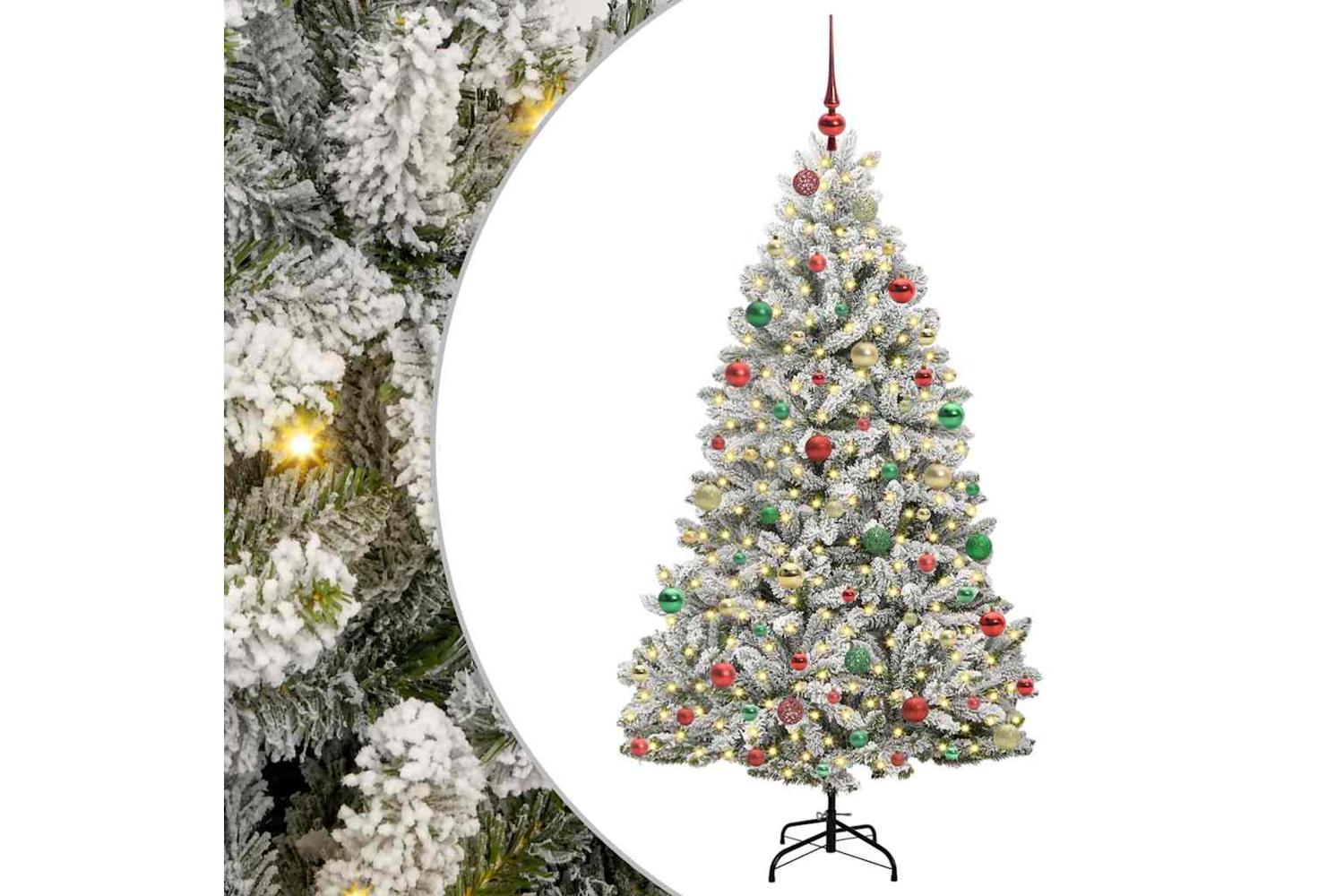 Vidaxl Artificial Christmas Tree Green And White 180 Cm Pvc And Metal