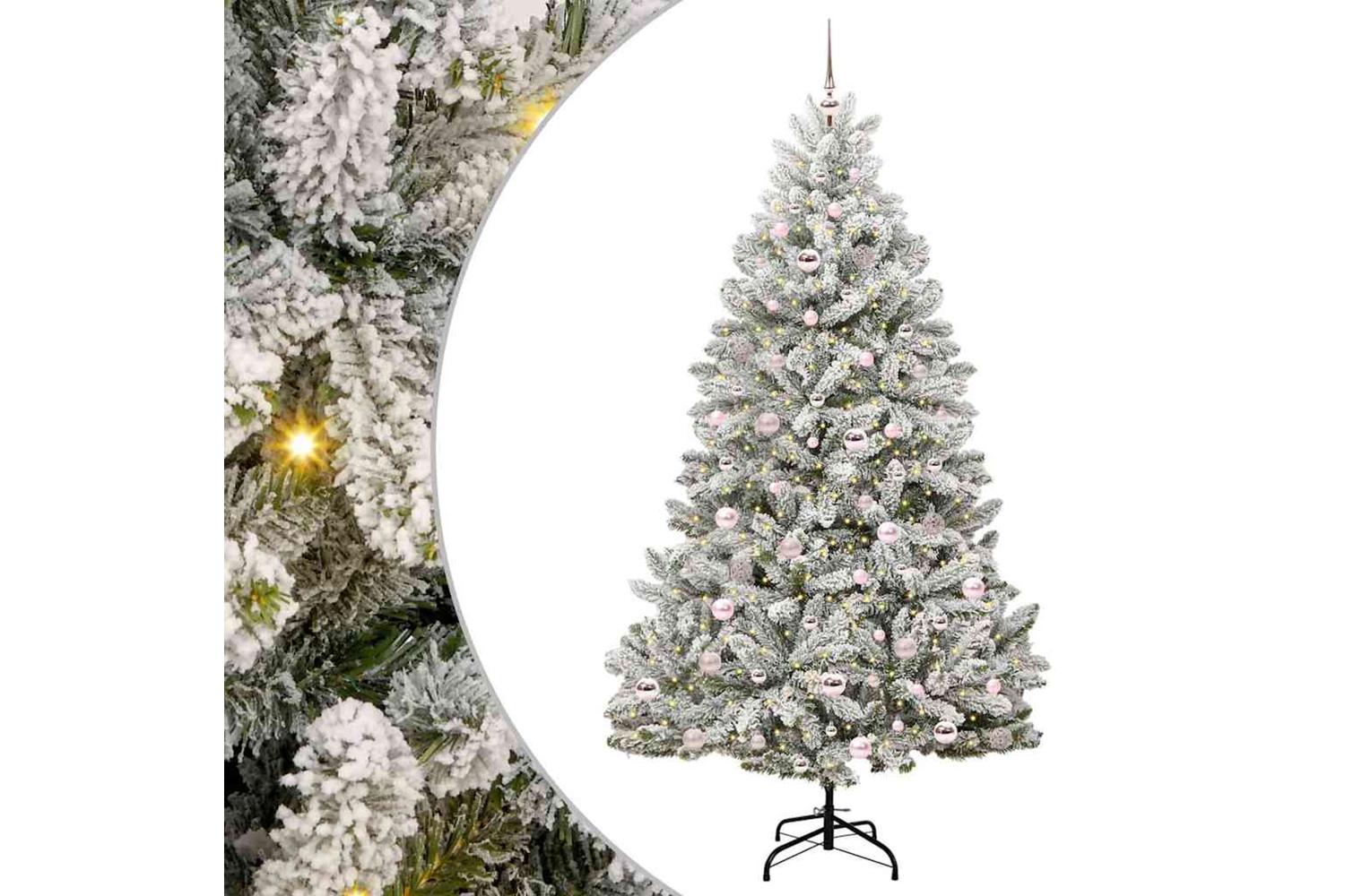Vidaxl Artificial Christmas Tree Green And White 210 Cm Pvc And Metal