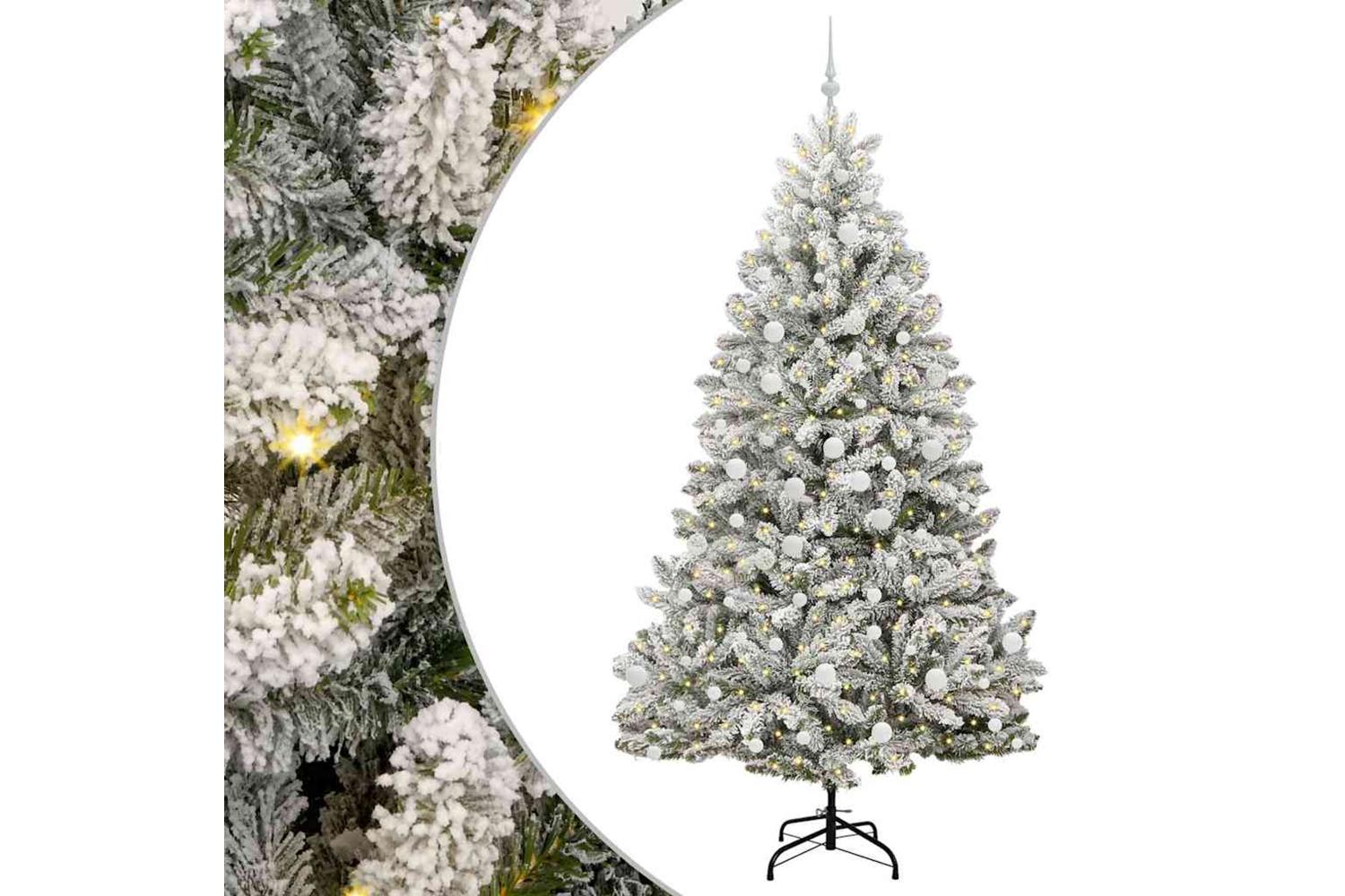 Vidaxl Artificial Christmas Tree Green And White 210 Cm Pvc And Metal