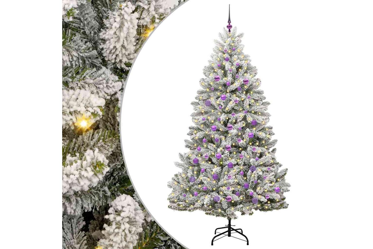 Vidaxl Artificial Christmas Tree Green And White 210 Cm Pvc And Metal