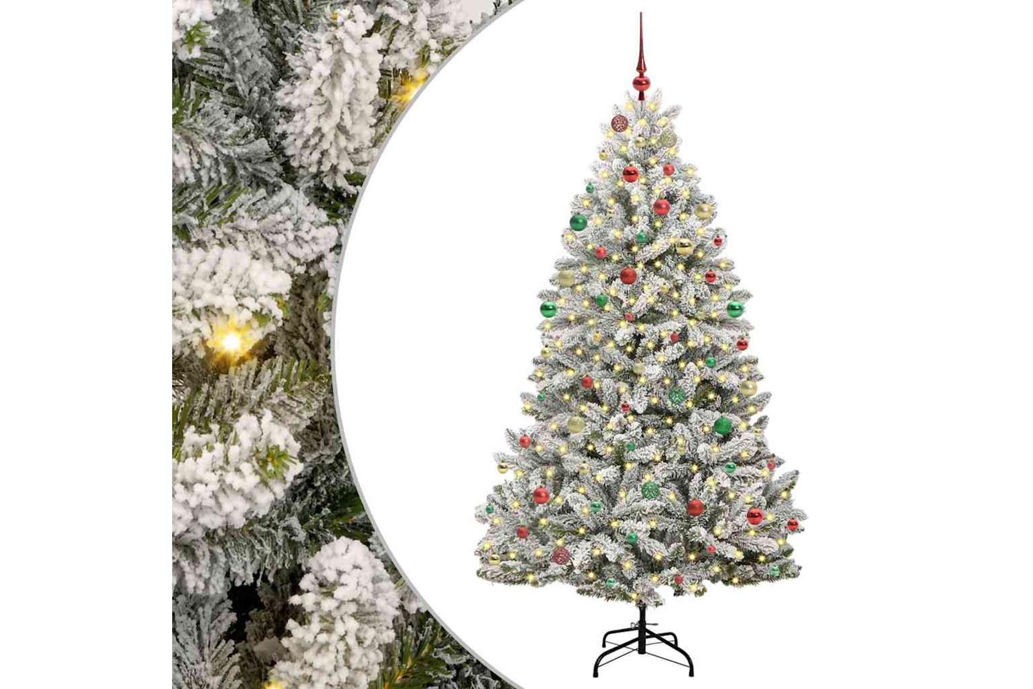 Vidaxl Artificial Christmas Tree Green And White 210 Cm Pvc And Metal