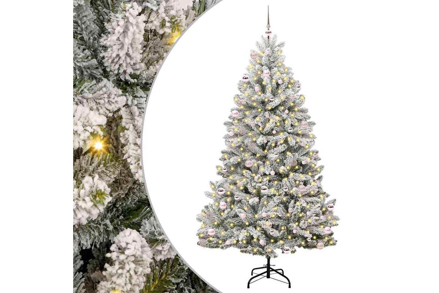 Vidaxl Artificial Christmas Tree Green And White 240 Cm Pvc And Metal