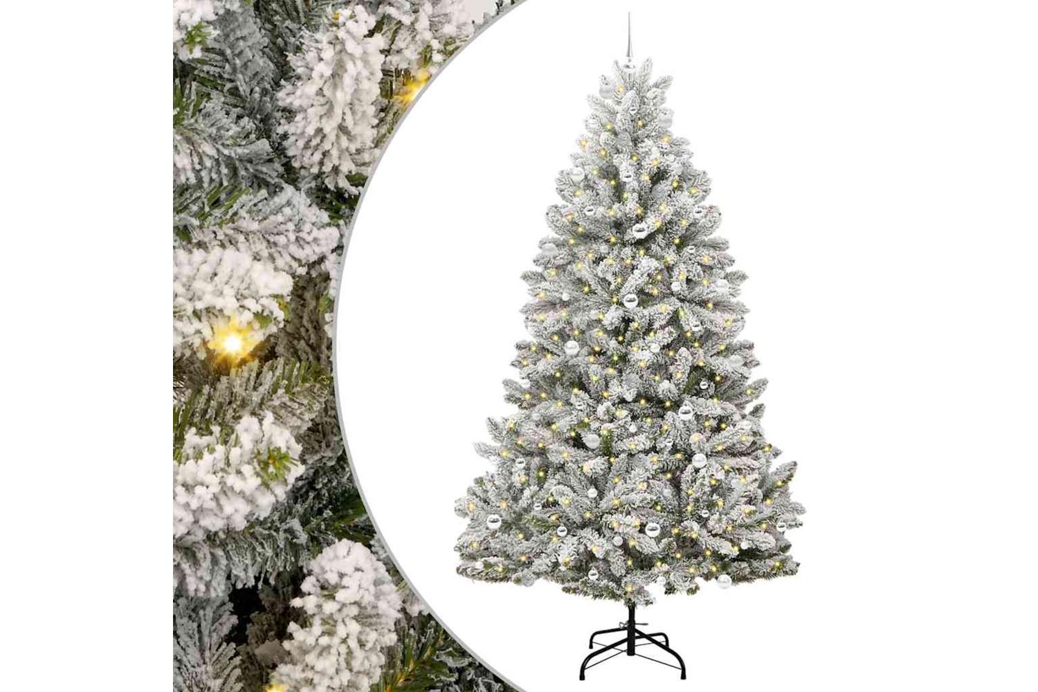 Vidaxl Artificial Christmas Tree Green And White 240 Cm Pvc And Metal