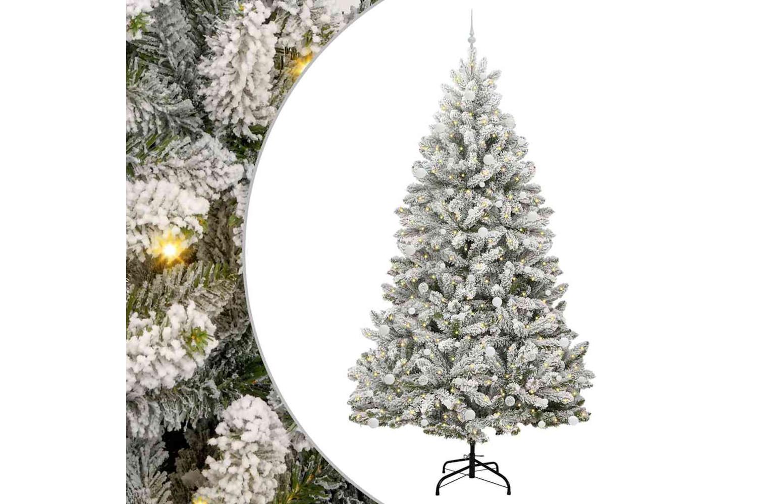 Vidaxl Artificial Christmas Tree Green And White 270 Cm Pvc And Metal