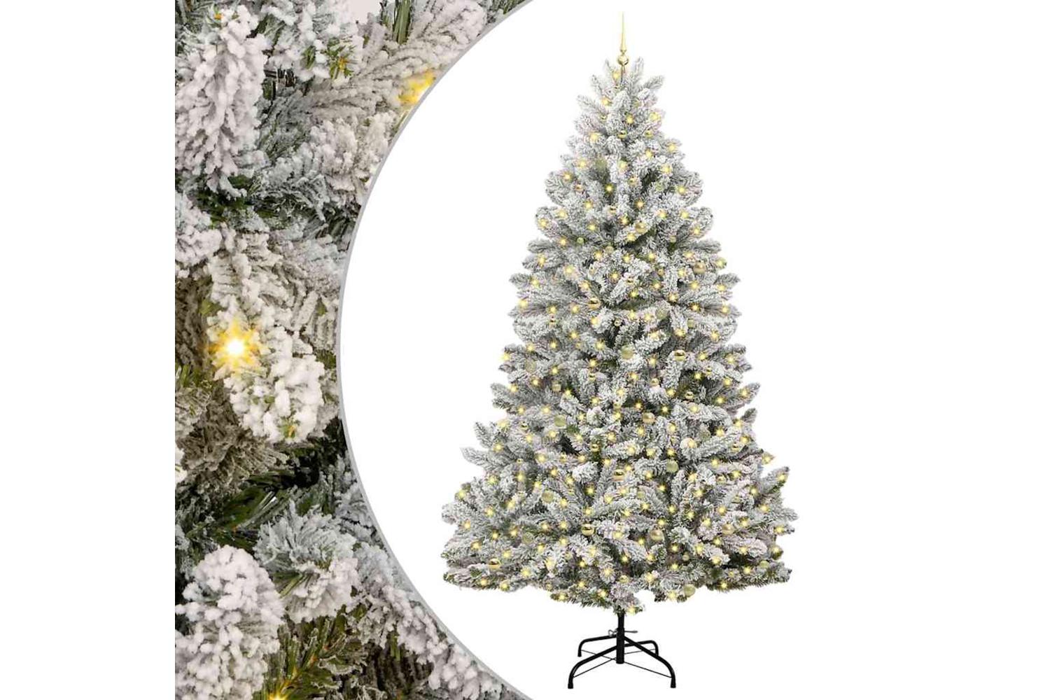 Vidaxl Artificial Christmas Tree Green And White 270 Cm Pvc And Metal